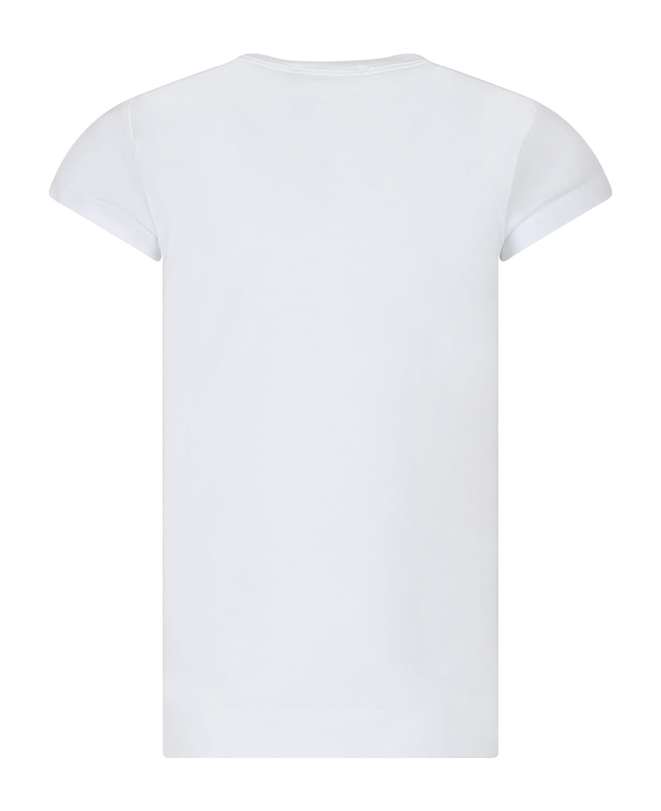 Monnalisa White T-shirt For Girl With Starfish And Logo - White