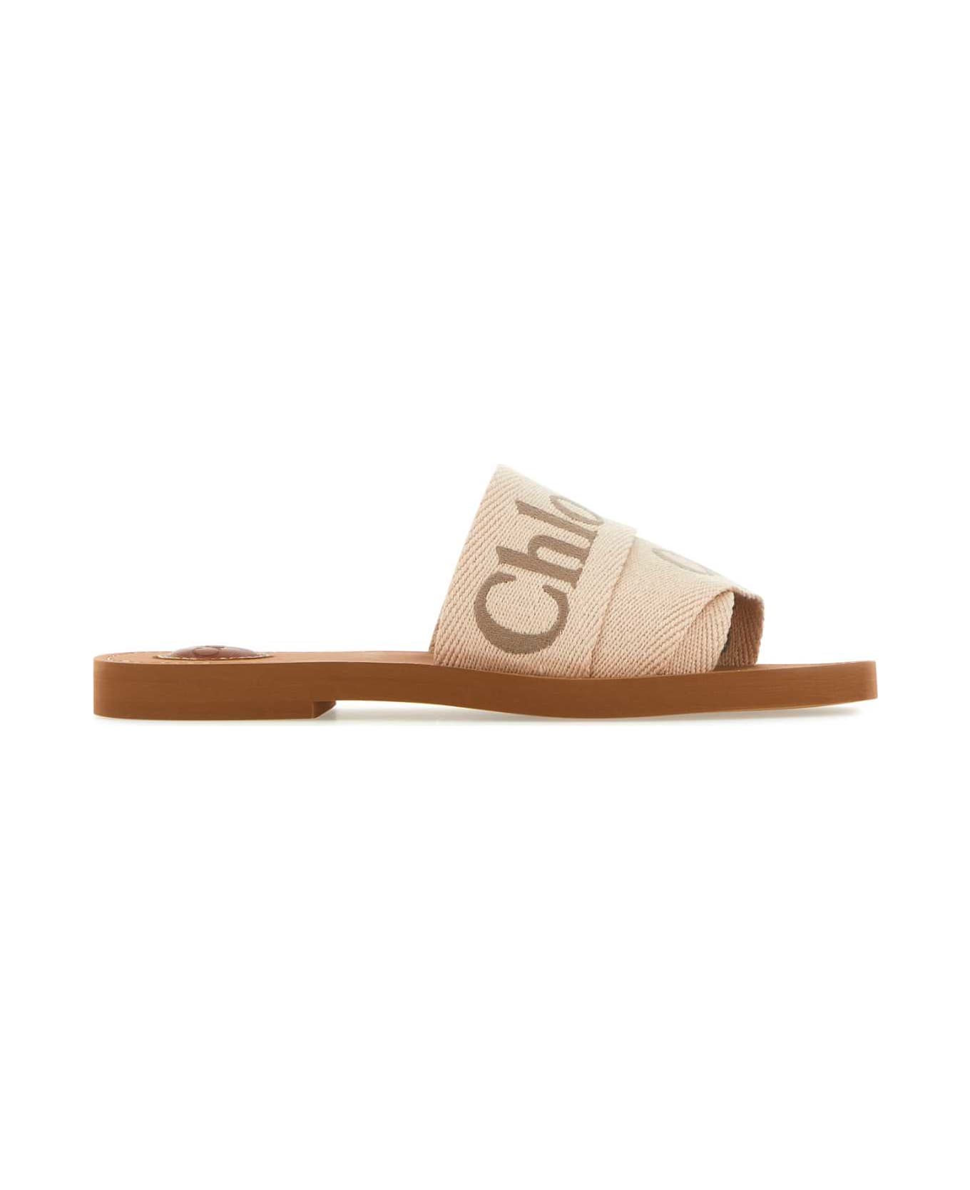 Beige Linen Woody Slippers - Thumbnail 2
