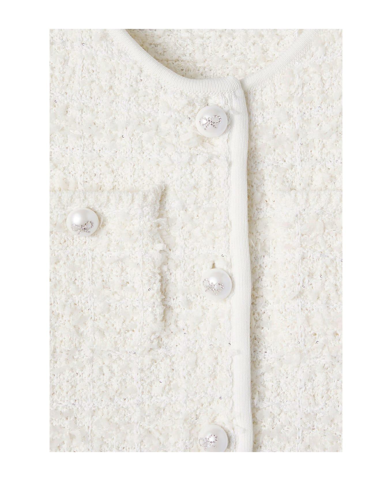 self-portrait Ivory Jacket For Girl With Bows - Ivory