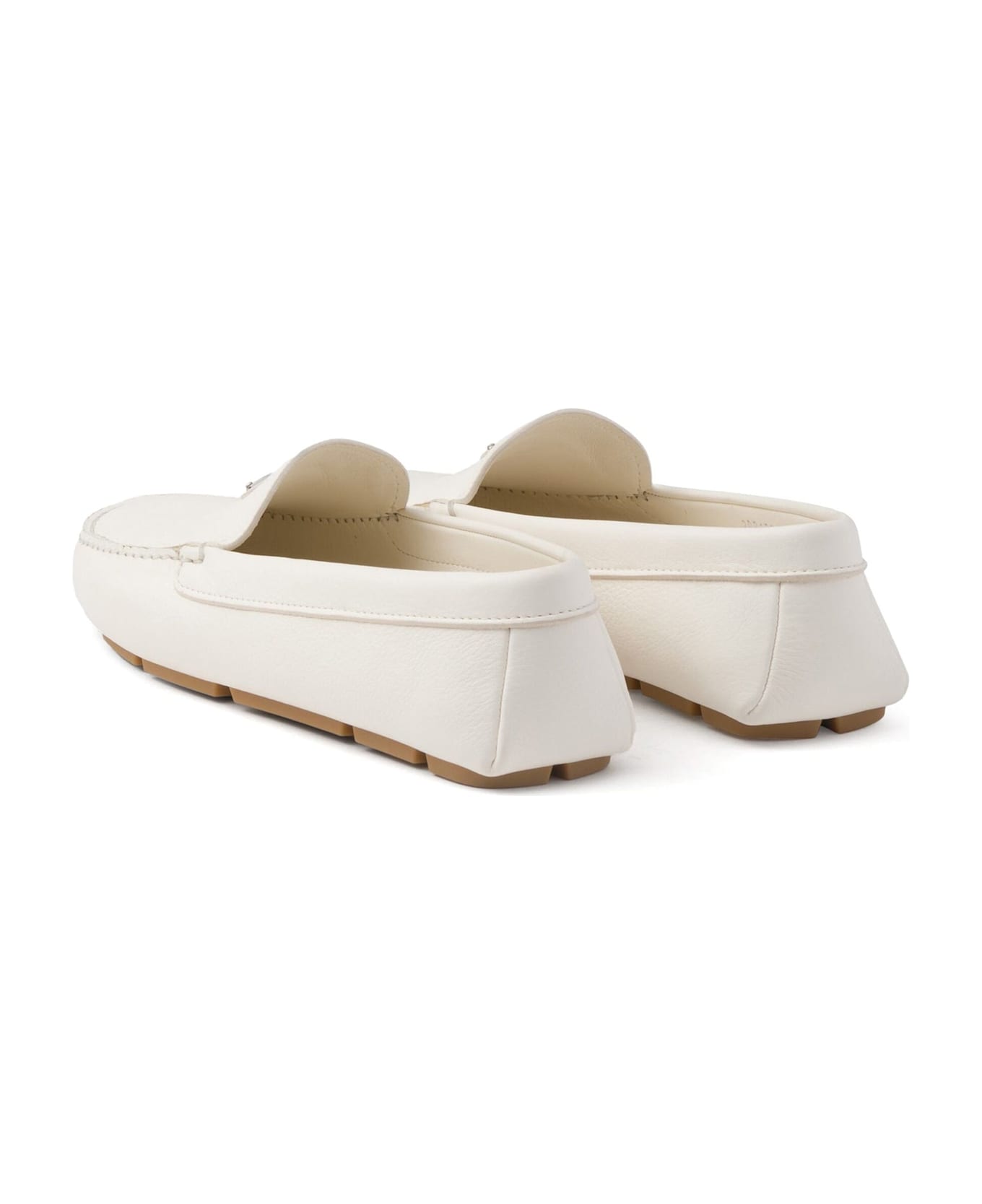Prada Logo Leather Loafers - White