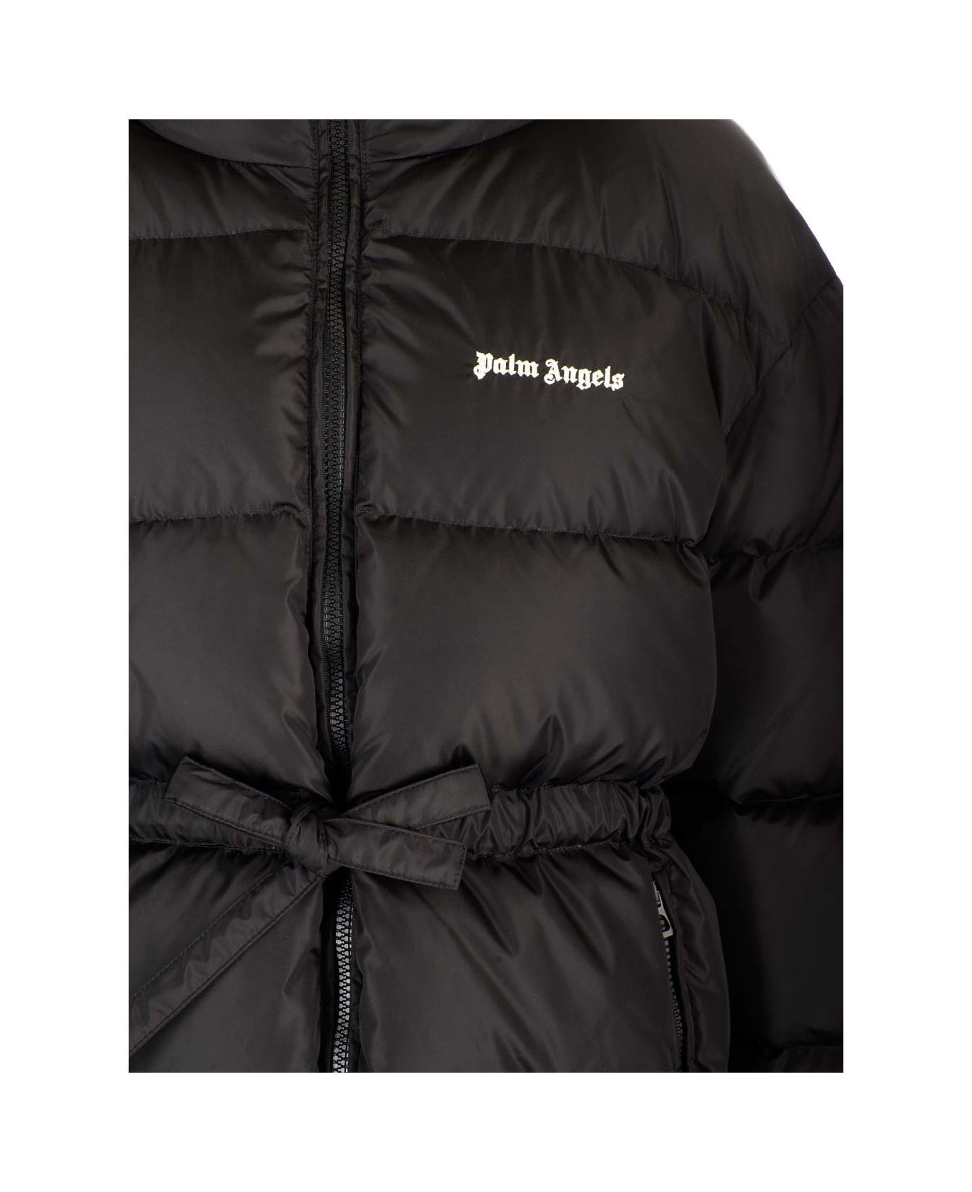 Palm Angels Drawcord Padded Jackets - BLACK/OFF WHITE