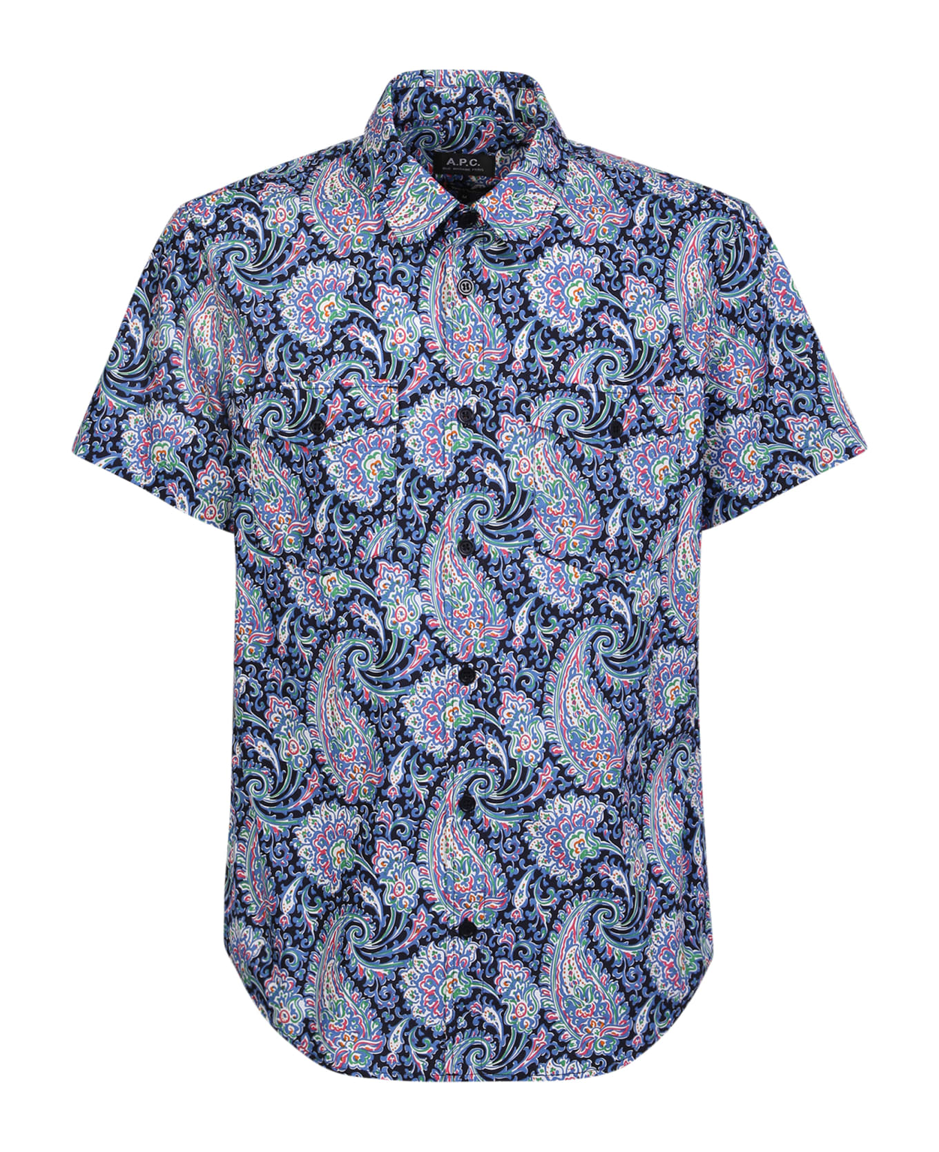 A.P.C. Printed Cotton Jim Shirt - Blue