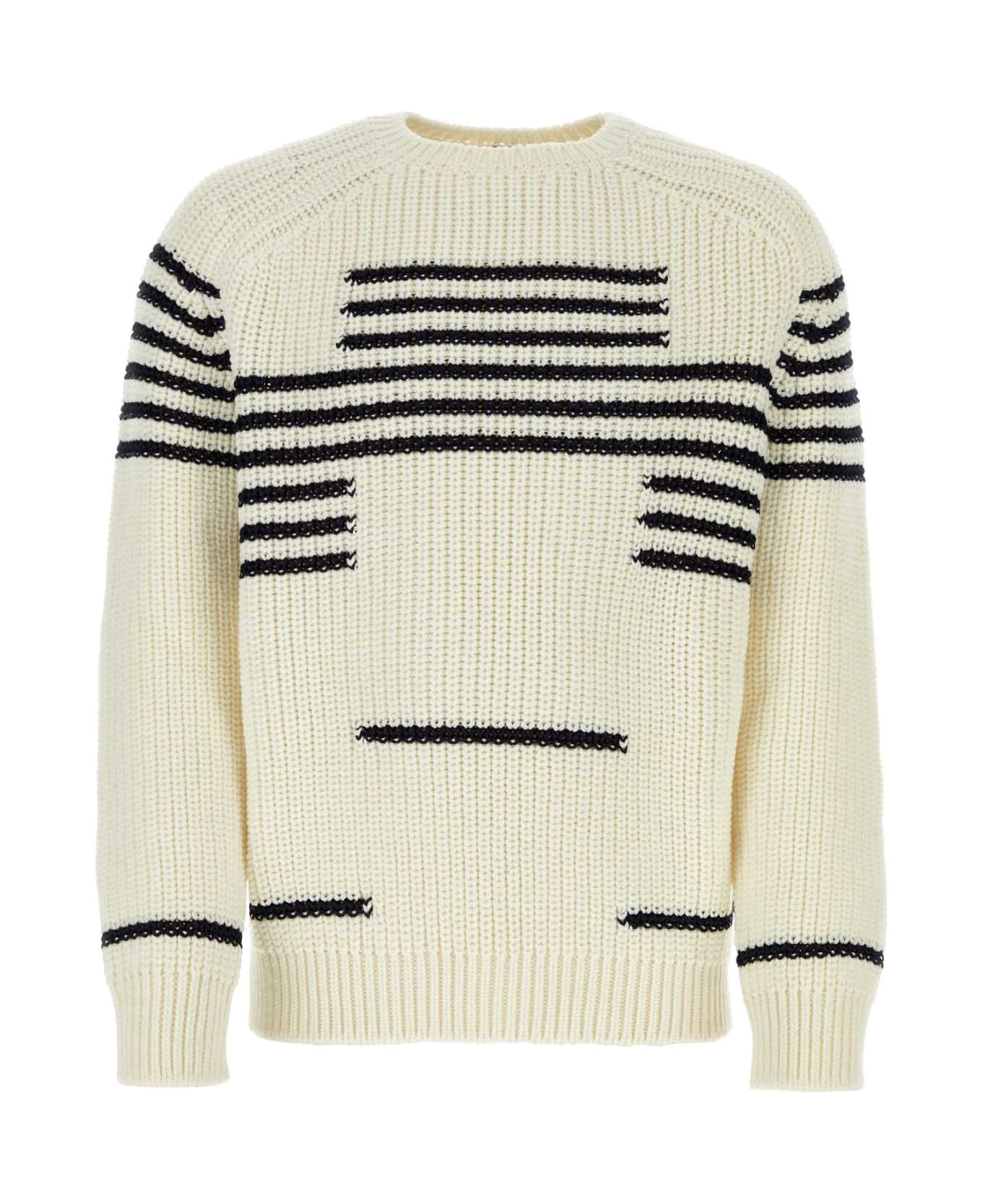 Loewe Ivory Wool Blend Sweater - OFFWHITENAVY