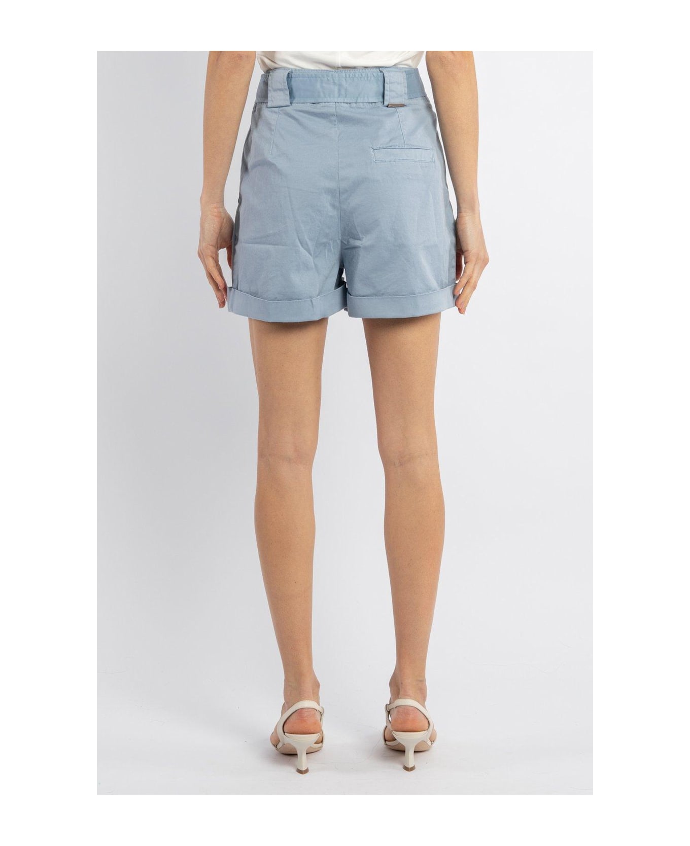 Woolrich Tied-waist Turn-up Hem Shorts - Clear Blue