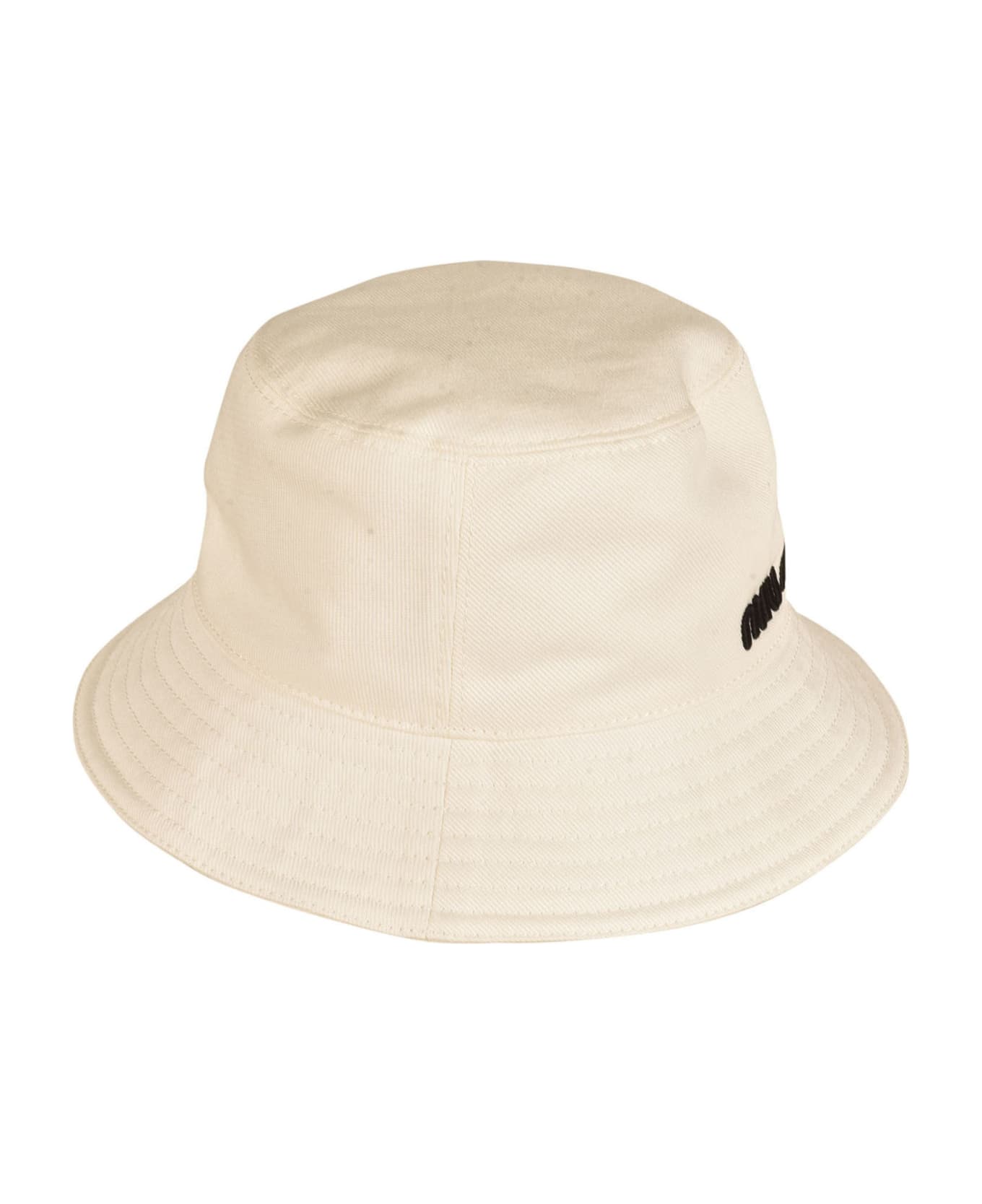 Miu Miu Logo Embroidered Bucket Hat - White/Black
