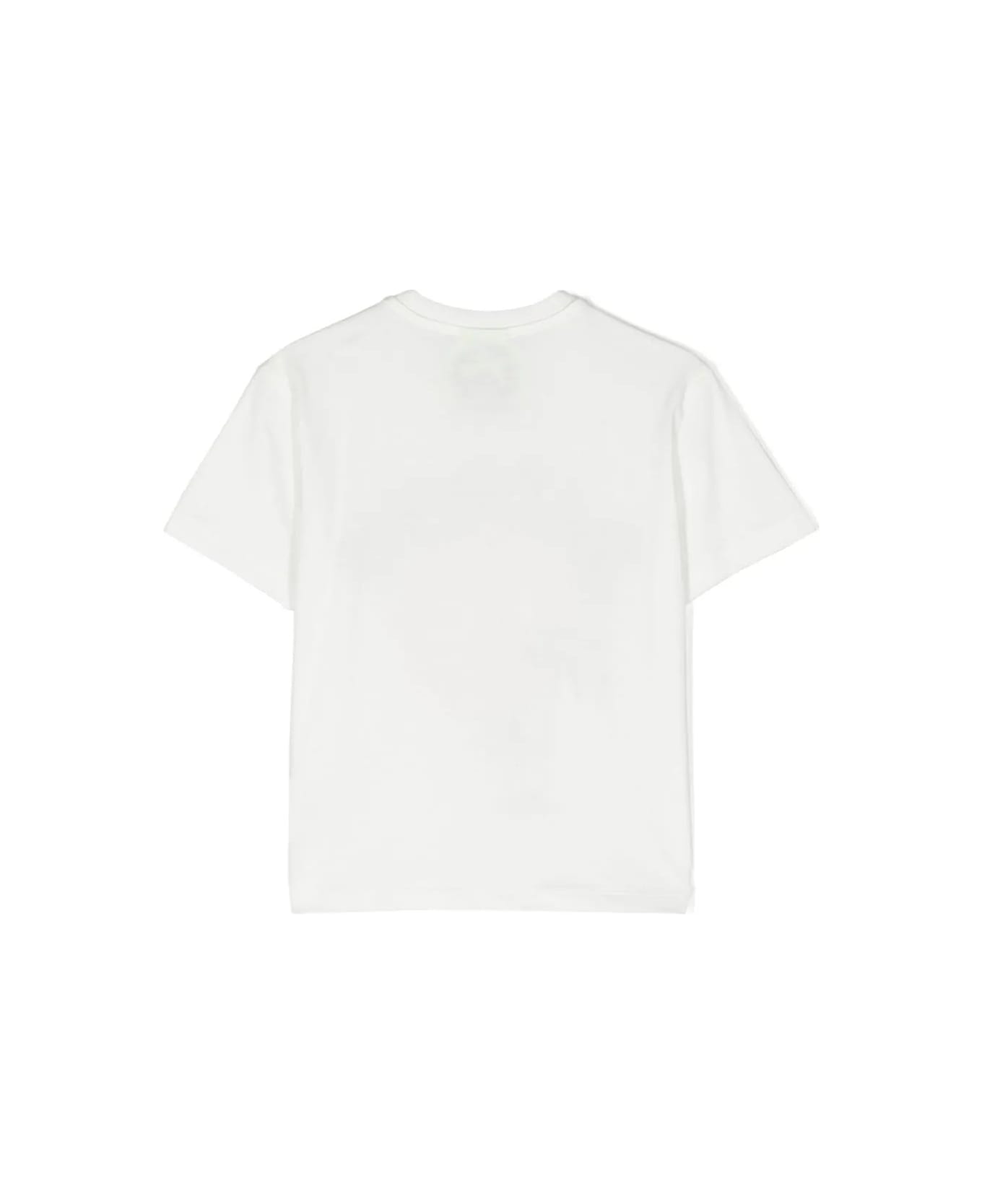 Barrow White T-shirt With Logo And Palm Graphics - White