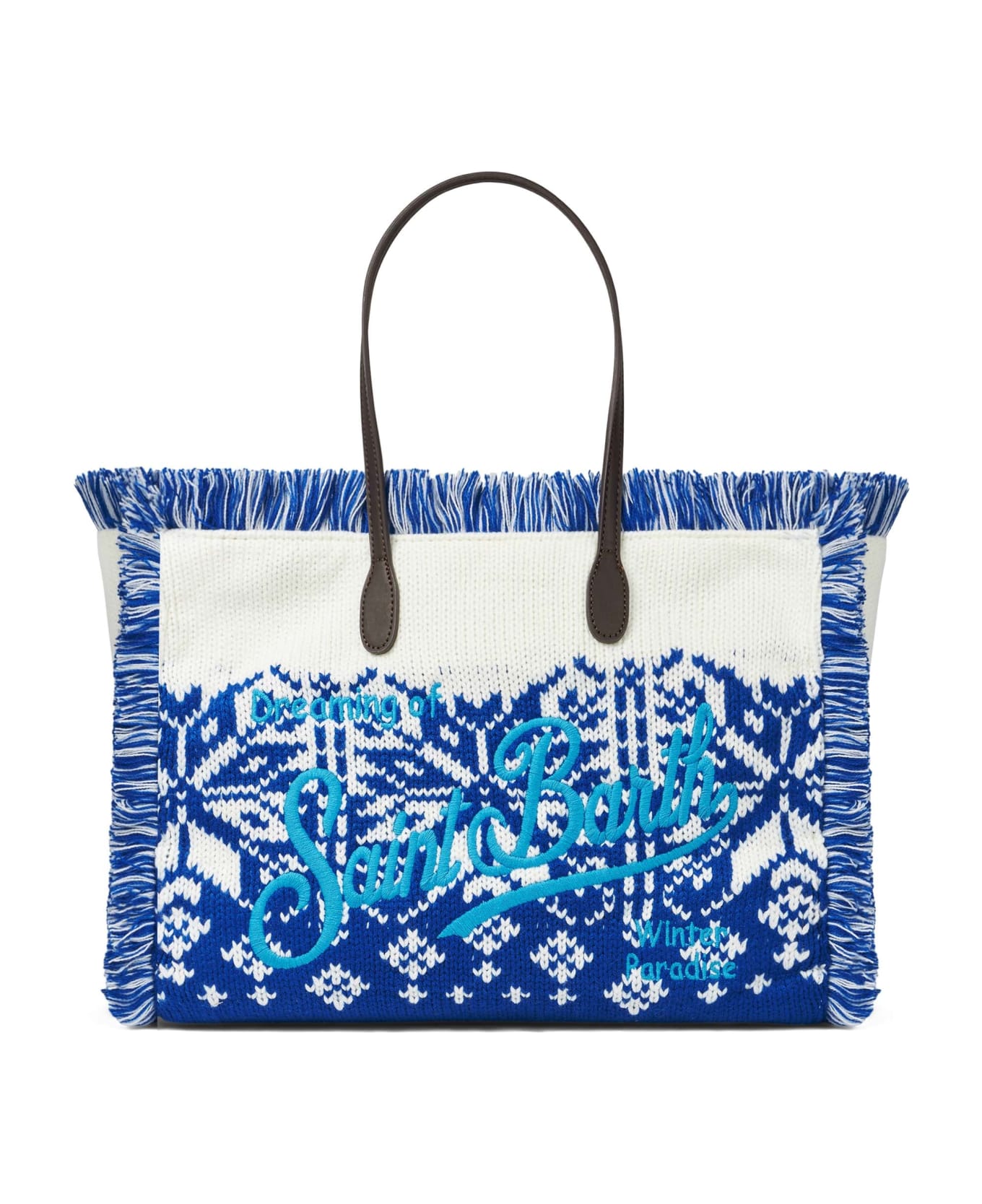 MC2 Saint Barth Vanity Wooly Shoulder Bag With Nordic Pattern - BLUE