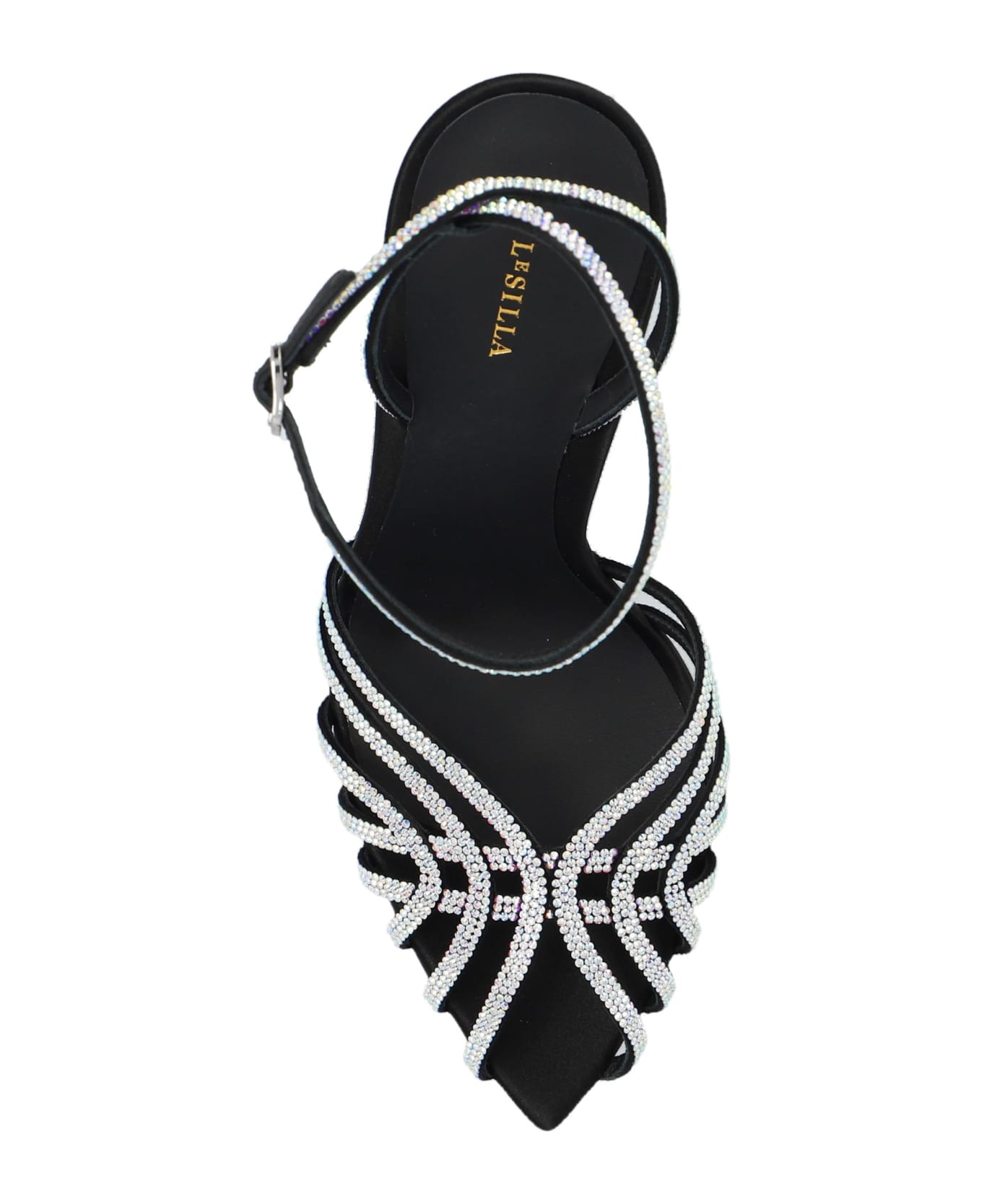 Le Silla 'bella' Heeled Sandals - NERO/CRYSTAL