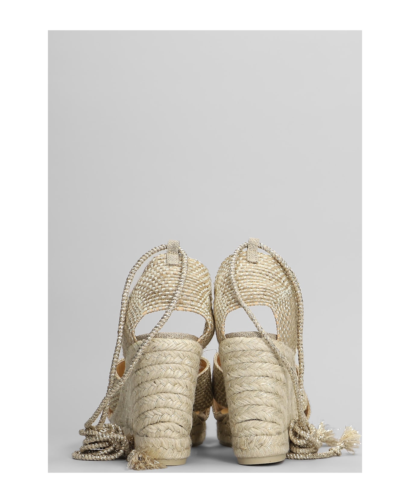 Castañer Becca-8-256 Wedges In Gold Fabric - gold