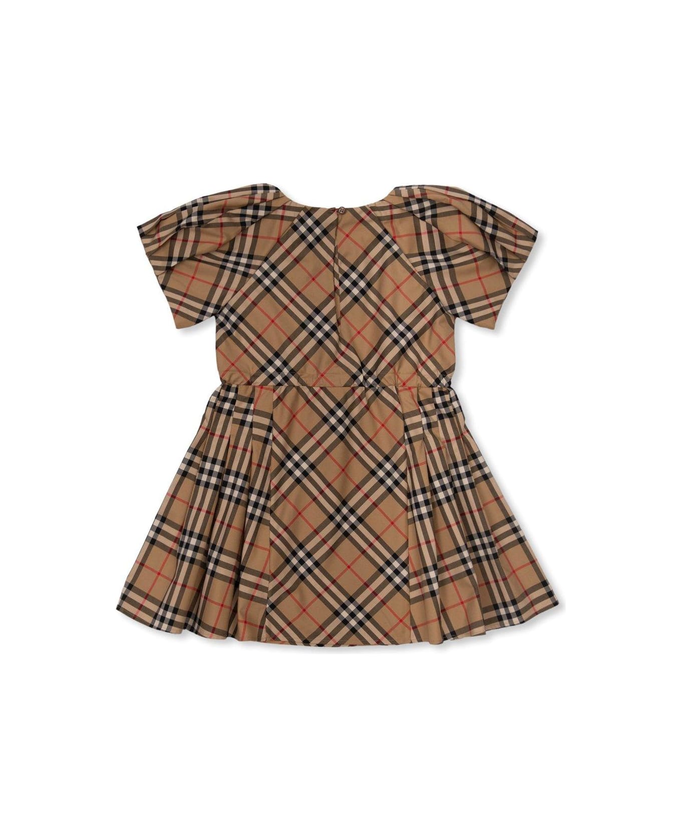 Burberry Checked Short-sleeved Dress - Beige ワンピース＆ドレス
