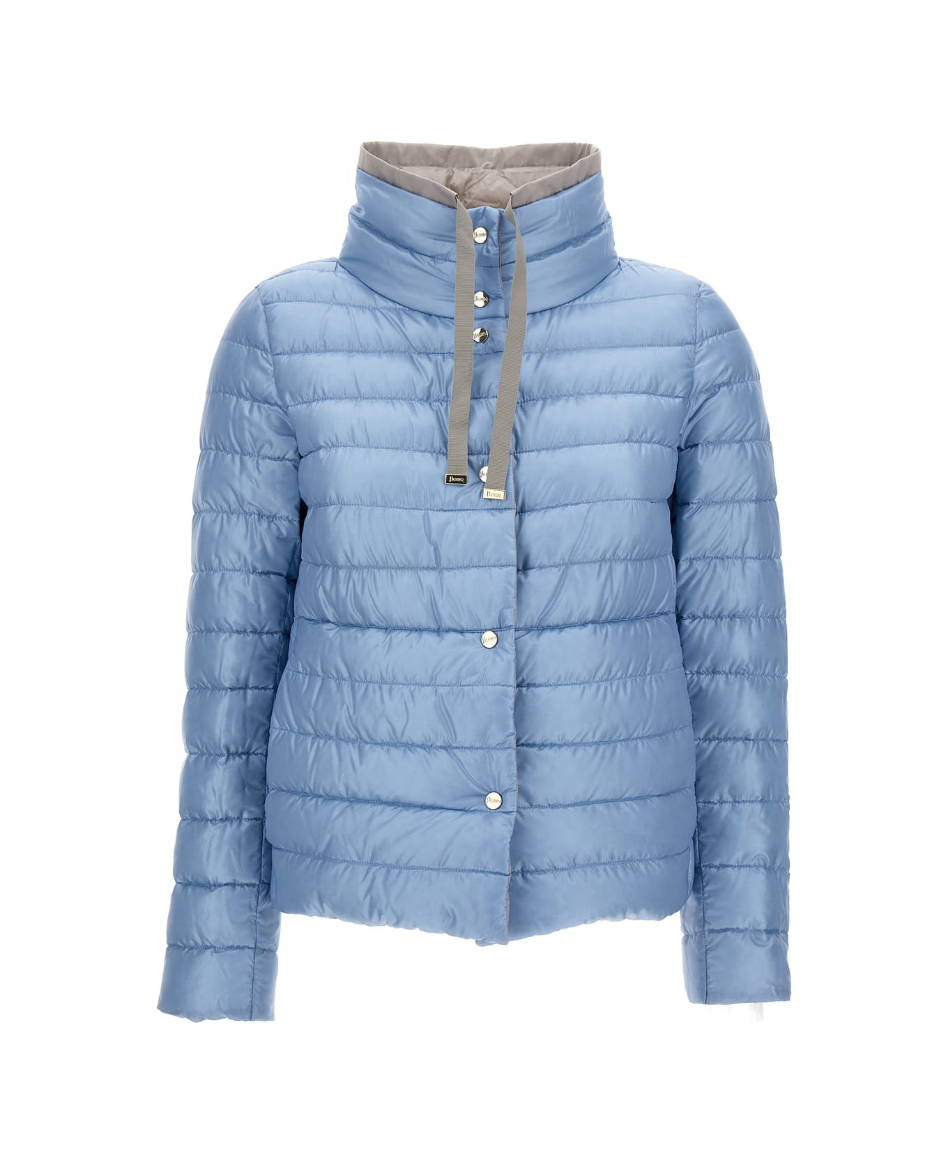 Herno Light Gray Reversible High Neck Down Jacket In Technical Fabric Woman - Multicolor