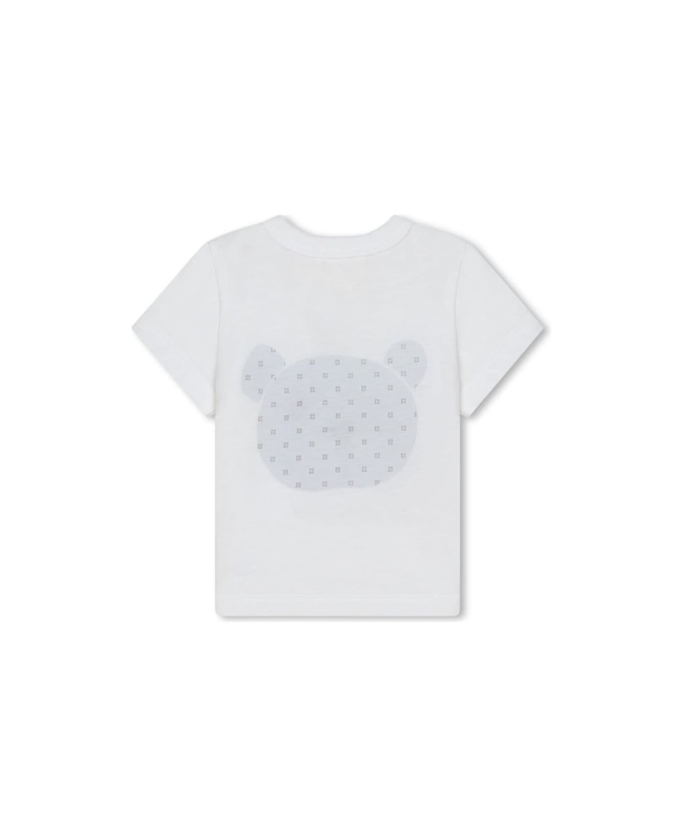Givenchy White T-shirt, Shorts And Bandana Set With Teddy Bear Print In Cotton Baby - White