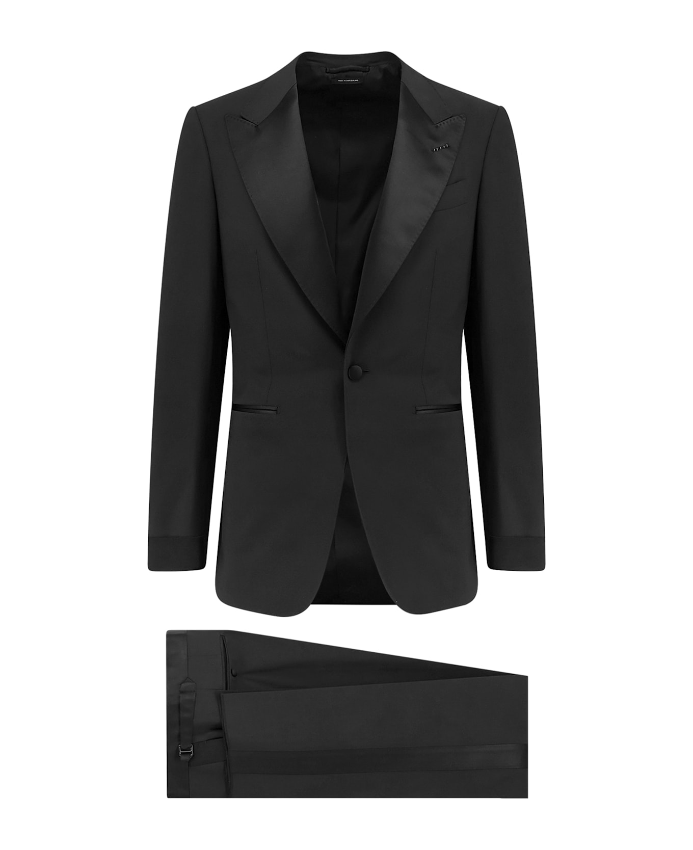Tom Ford Wool Tuxedo With Satin Profiles - Black