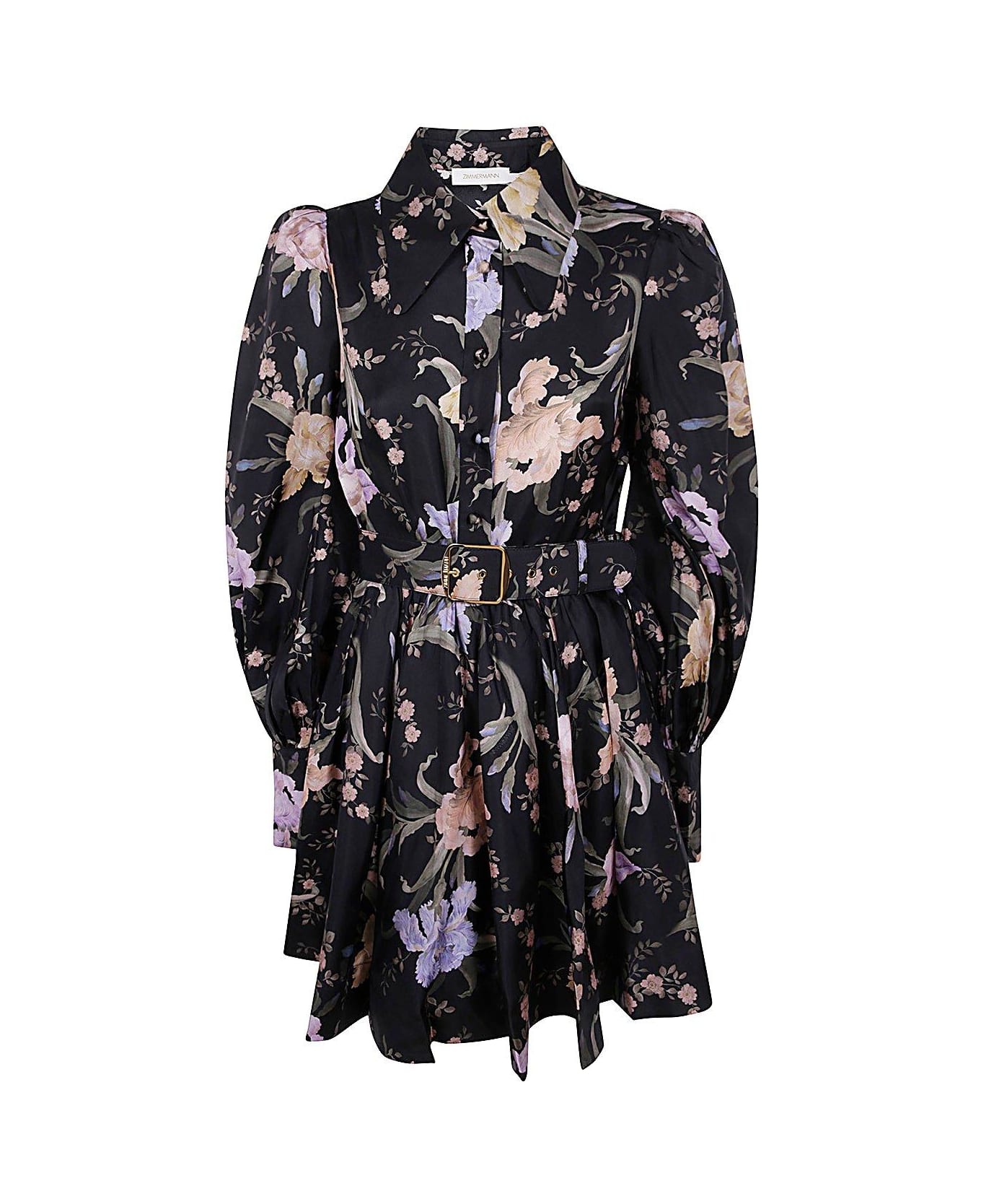 Zimmermann Floral Printed Belted Dress - Black