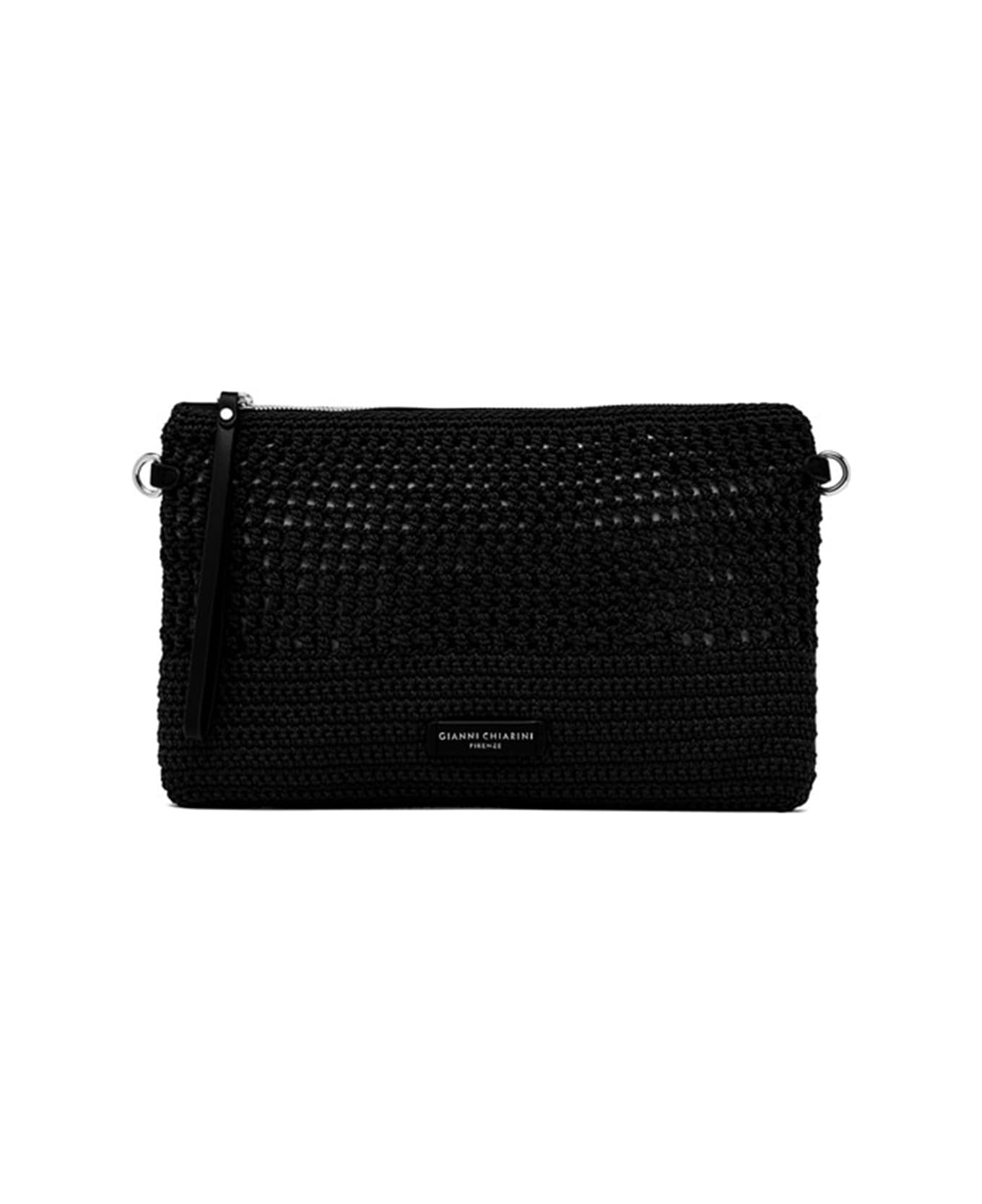 Gianni Chiarini Black Victoria Clutch Bag In Crochet Fabric - NERO クラッチバッグ