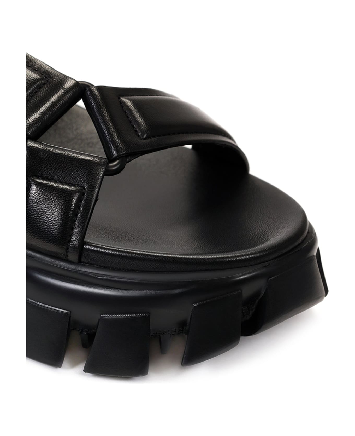 Prada Padded Logo Sandals - Black
