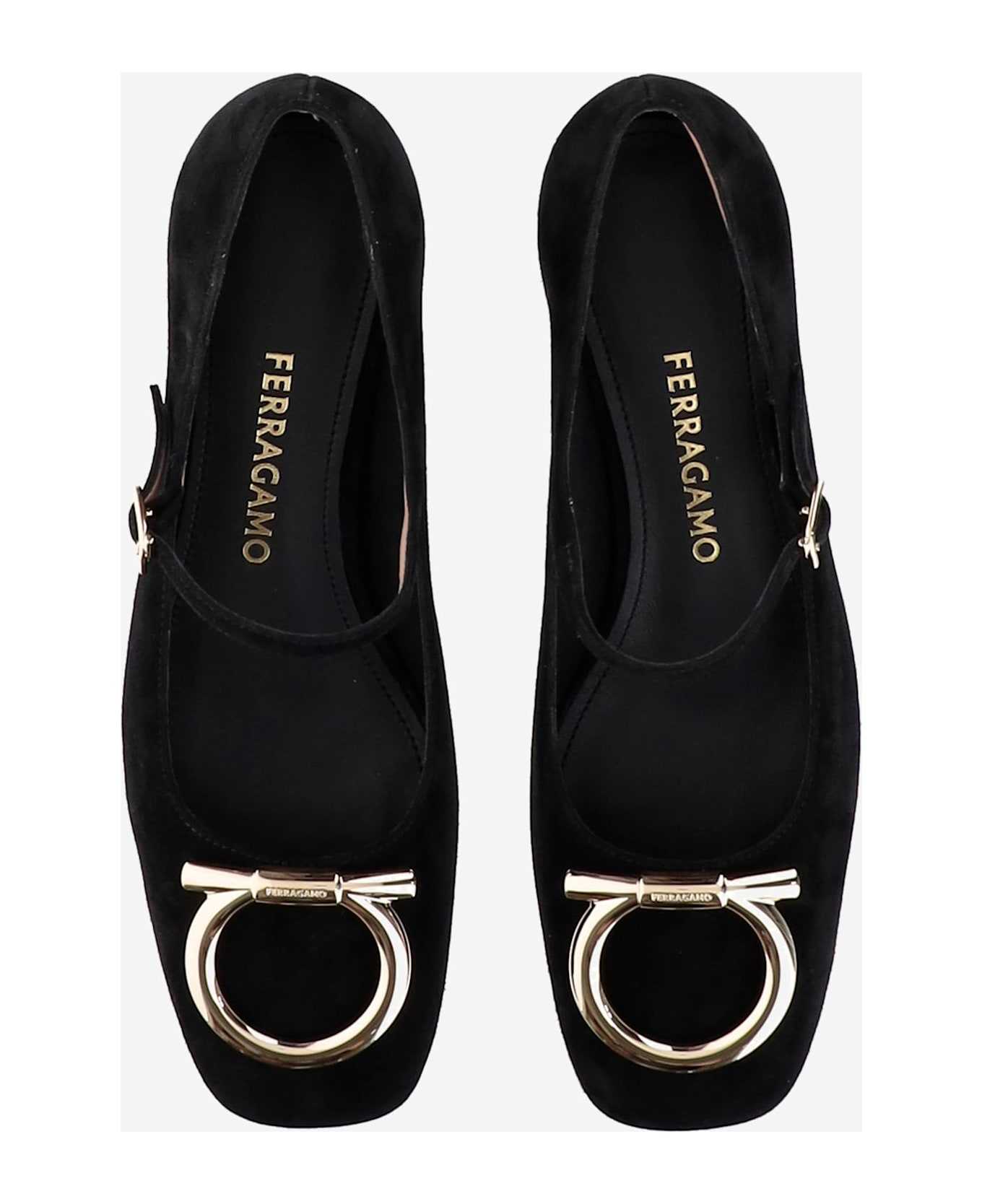 Ferragamo Leather Ballerinas - Black