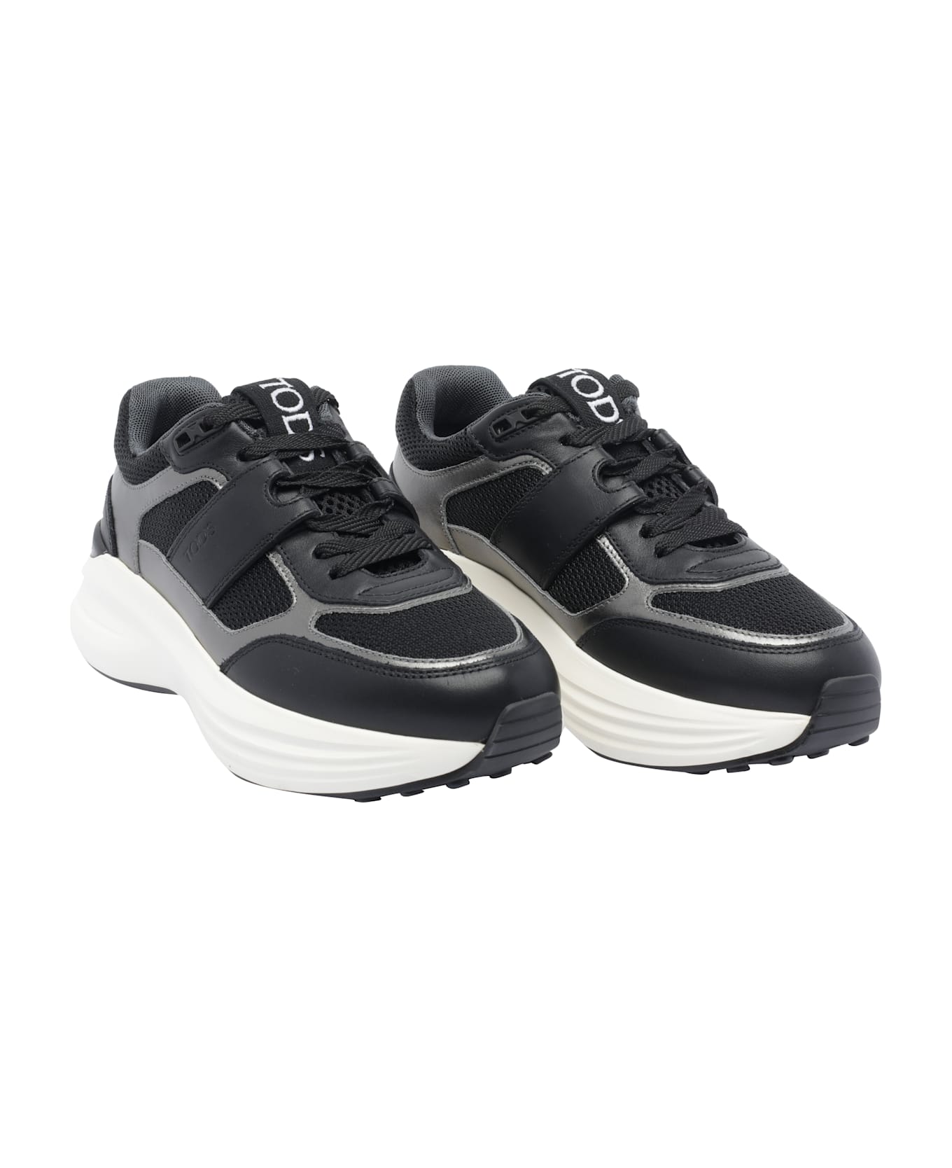 Tod
s Leather And Technical Fabric Sneakers - Grey