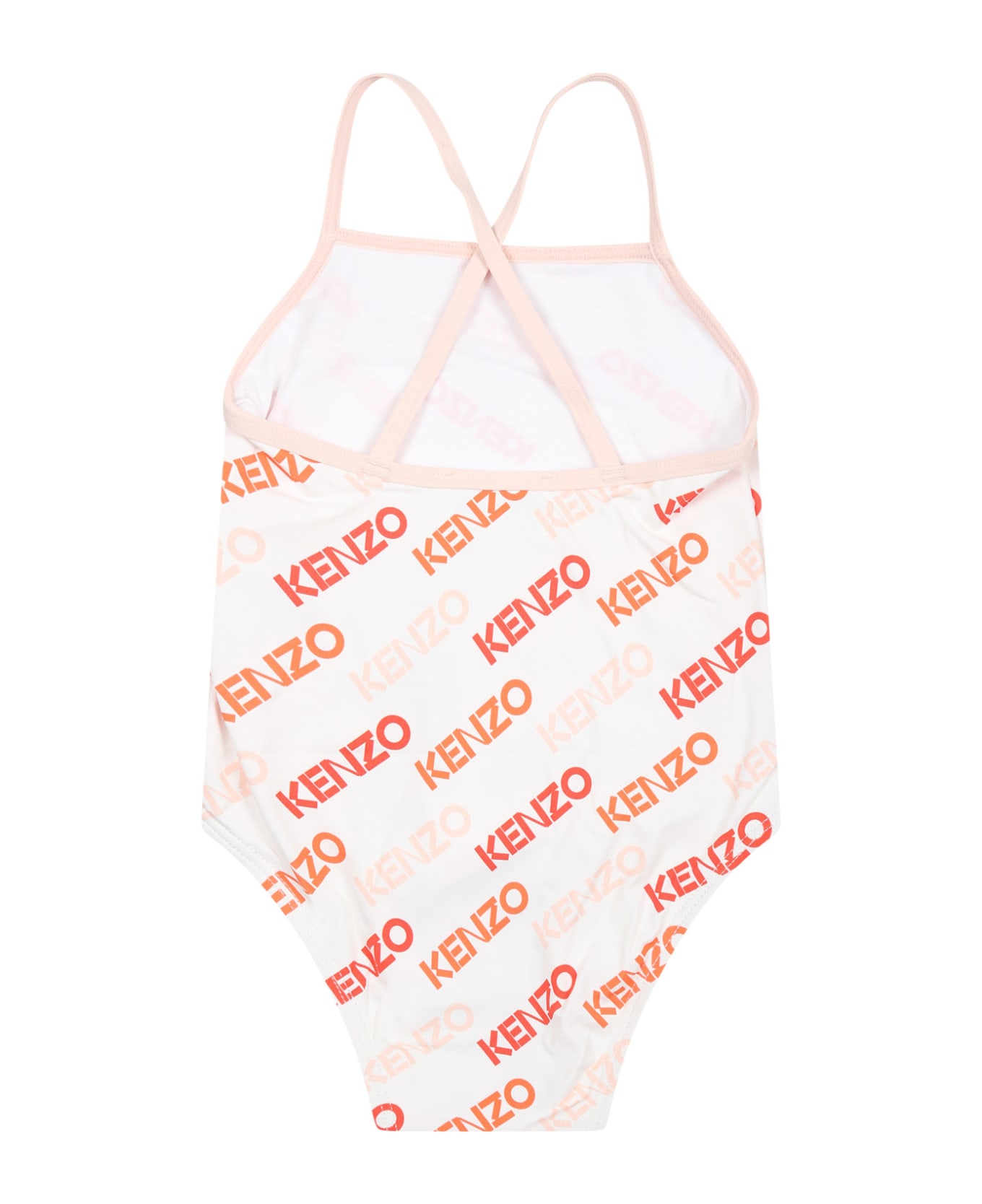 Kenzo Kids Swimsuit For Baby Girl With Logo - White 水着
