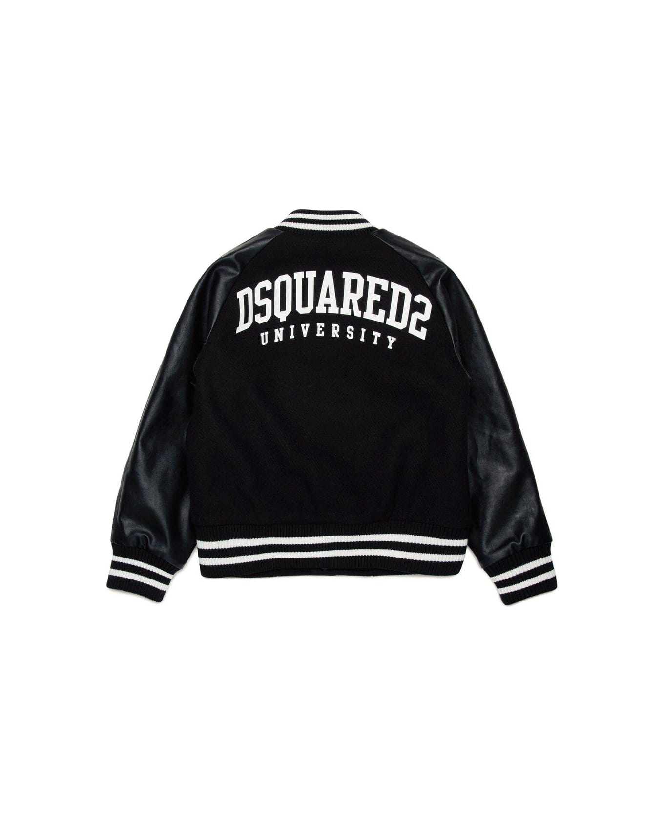 Dsquared2 D2 Logo Embroidered Bomber Jacket - black