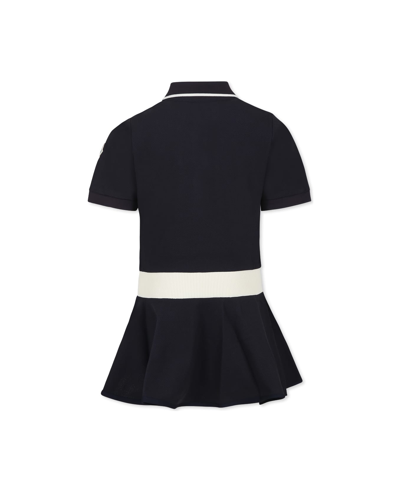 Moncler Blue Dress For Girl With Logo - Blue