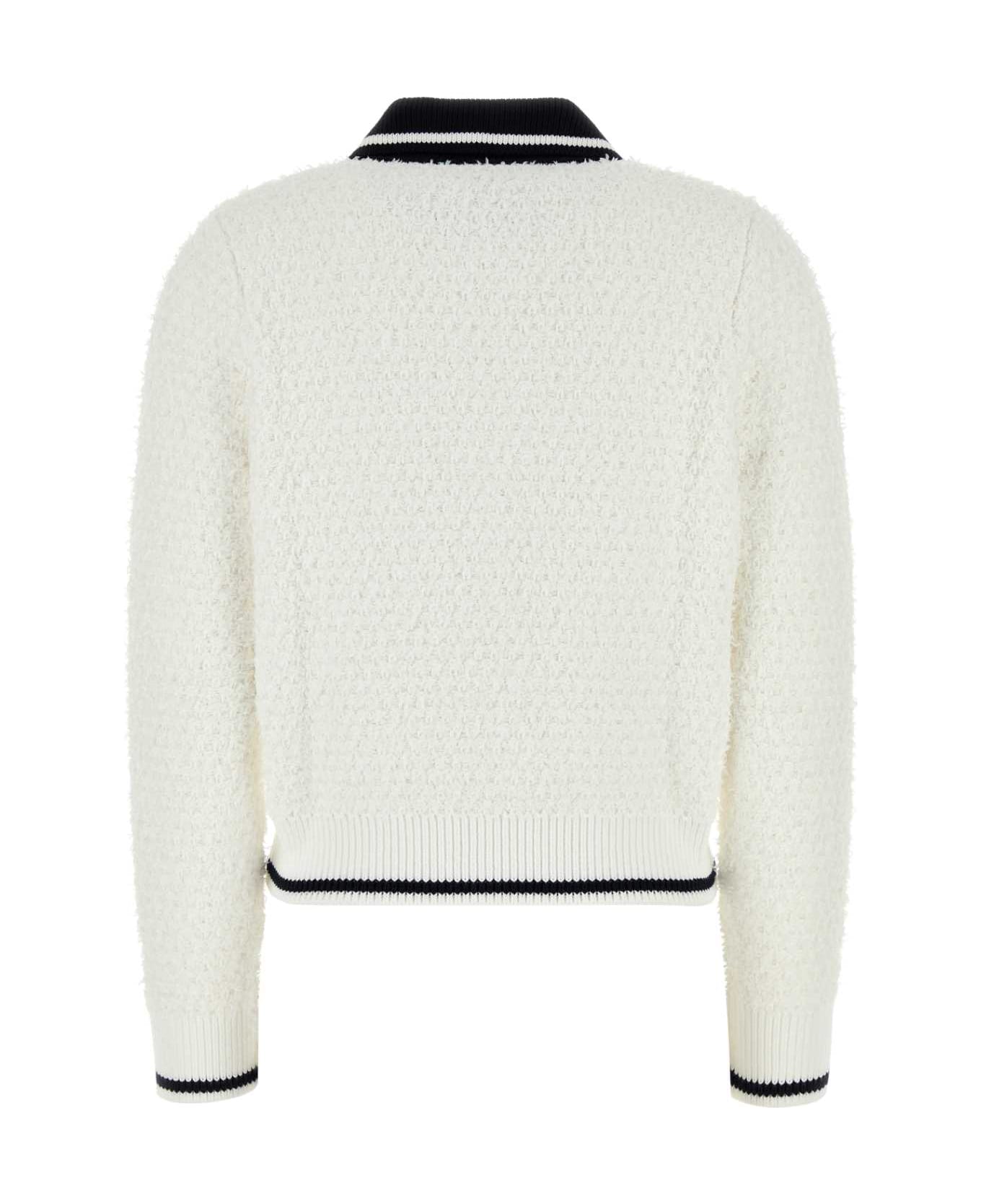 Gucci White Stretch Cotton Blend Cardigan - WHITENAVY