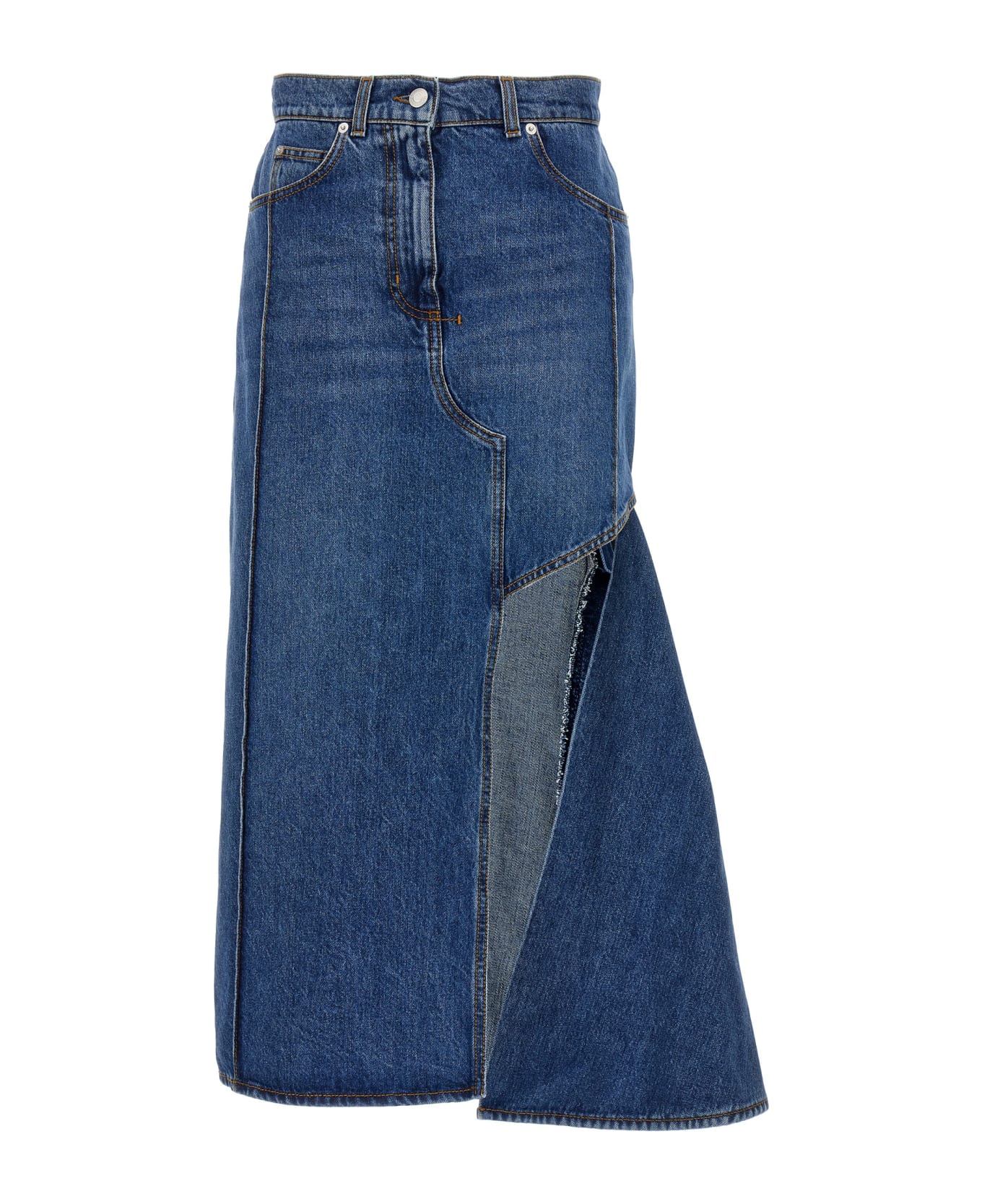 Alexander McQueen Pencil Denim Skirt With Cut-out - Blue