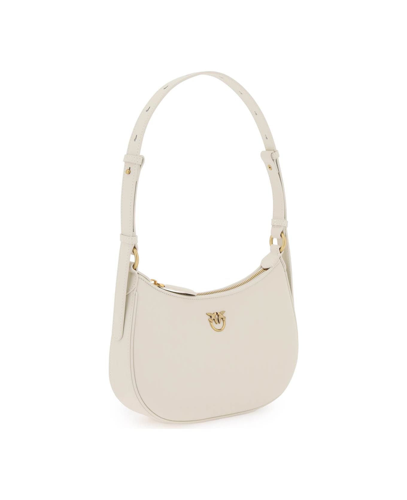 Pinko Half Moon Shoulder Bag - BIANCO SETA ANTIQUE GOLD (White)