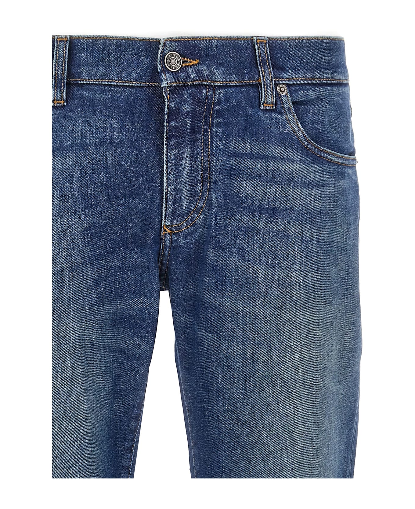 Dolce 
Gabbana Logo Embroidery Jeans - Blue