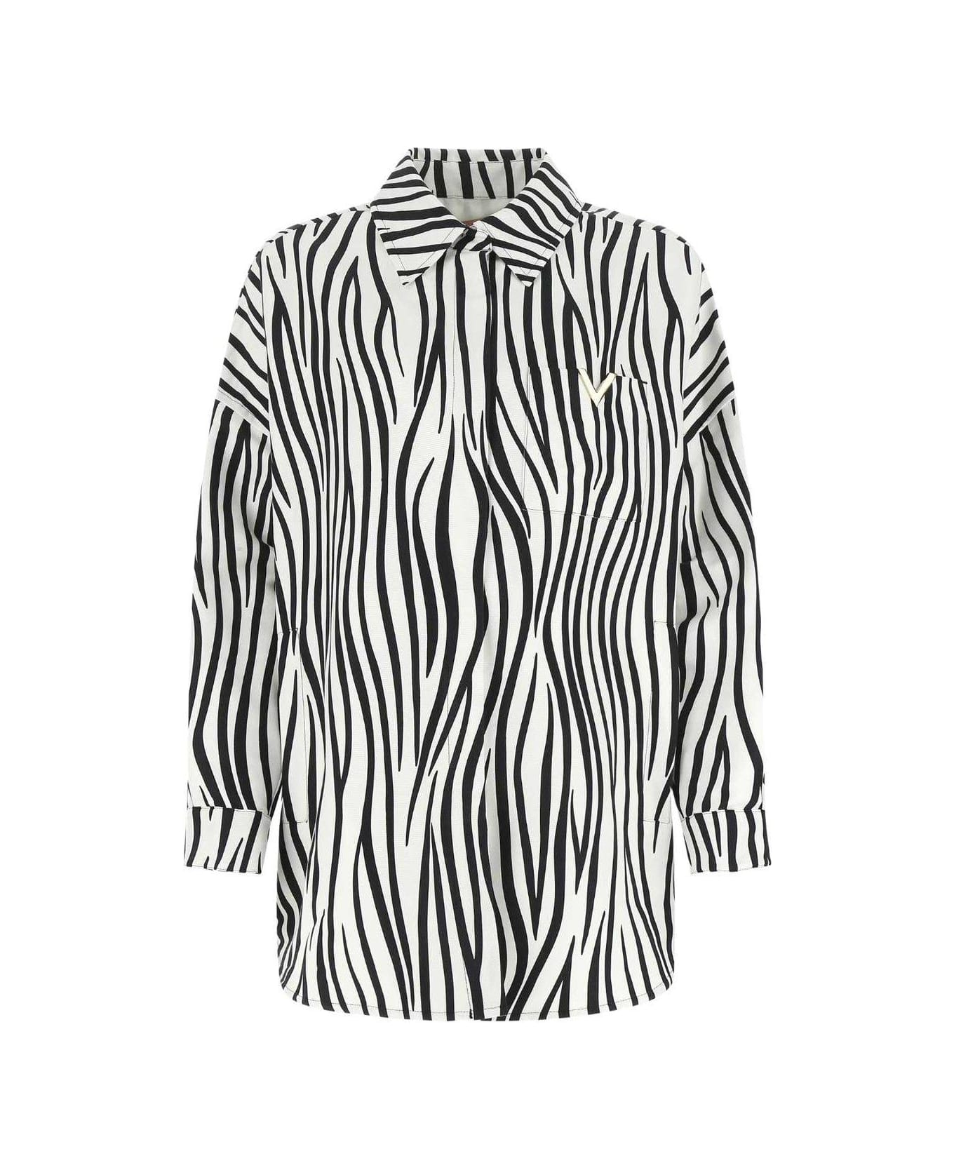 Valentino Zebra Printed Long-sleeved Coat - Bianco