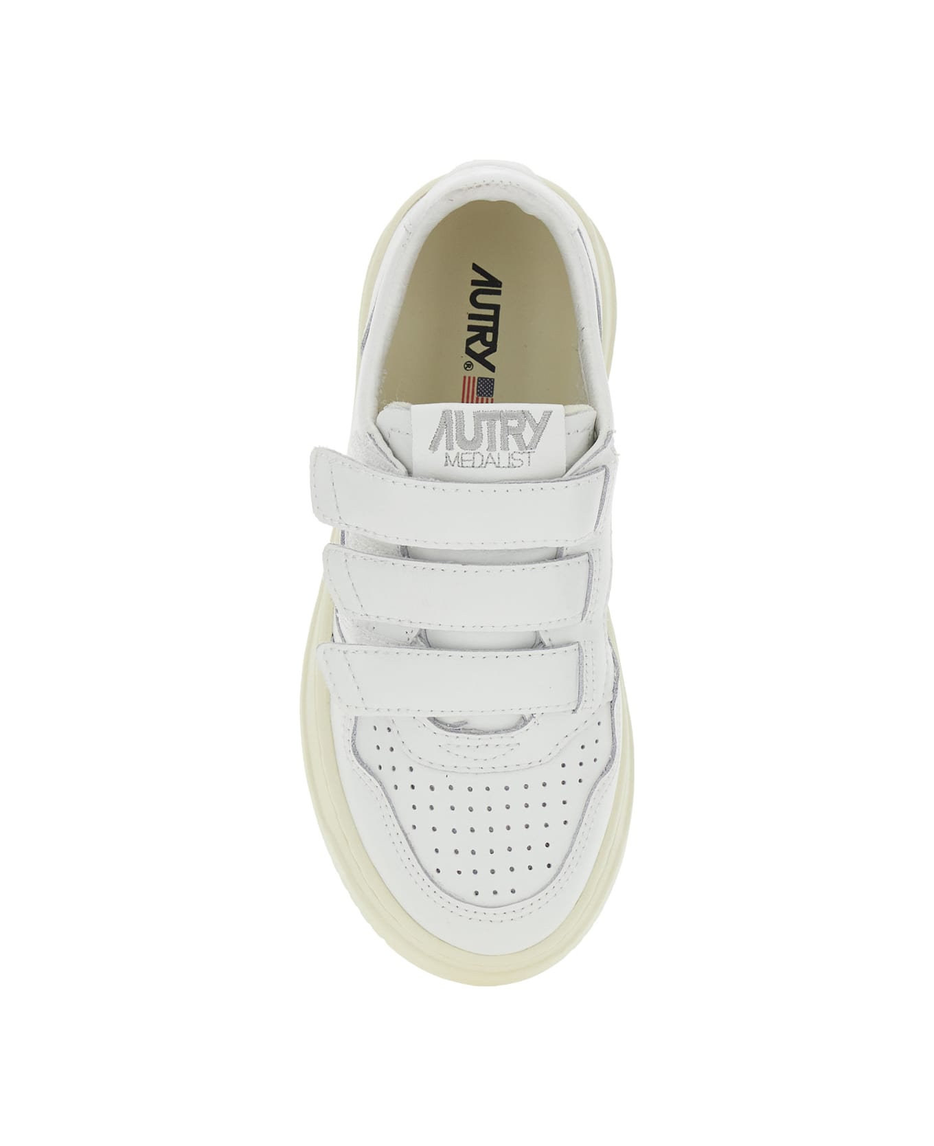 Autry 
kidstripes
 White Low Top Sneakers With Patch Logo On The Tongue And On The Side In Leather Boy - White