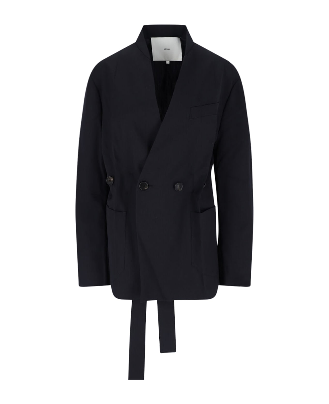 Setchu Double-breasted Blazer - Blue