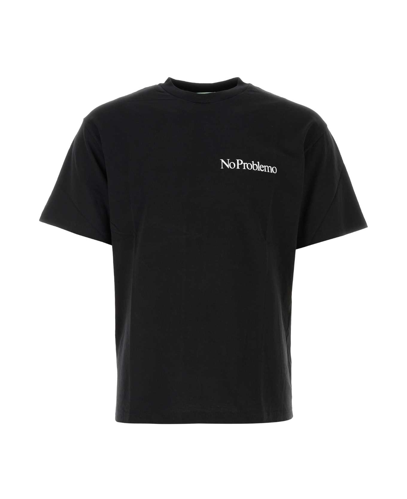 Aries Black Cotton T-shirt - BLACK シャツ
