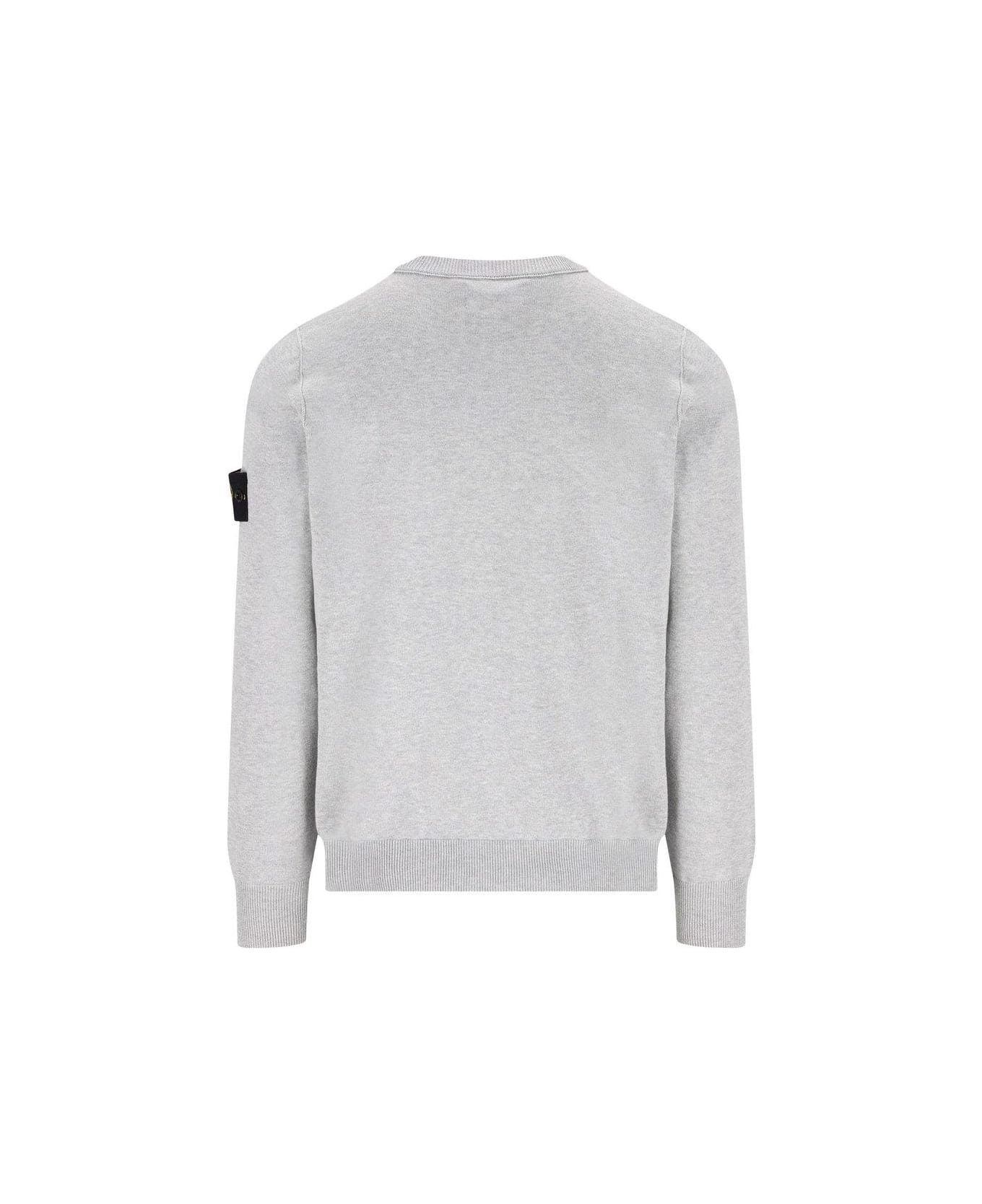 Stone Island Compass Patch Crewneck Jumper - Grey
