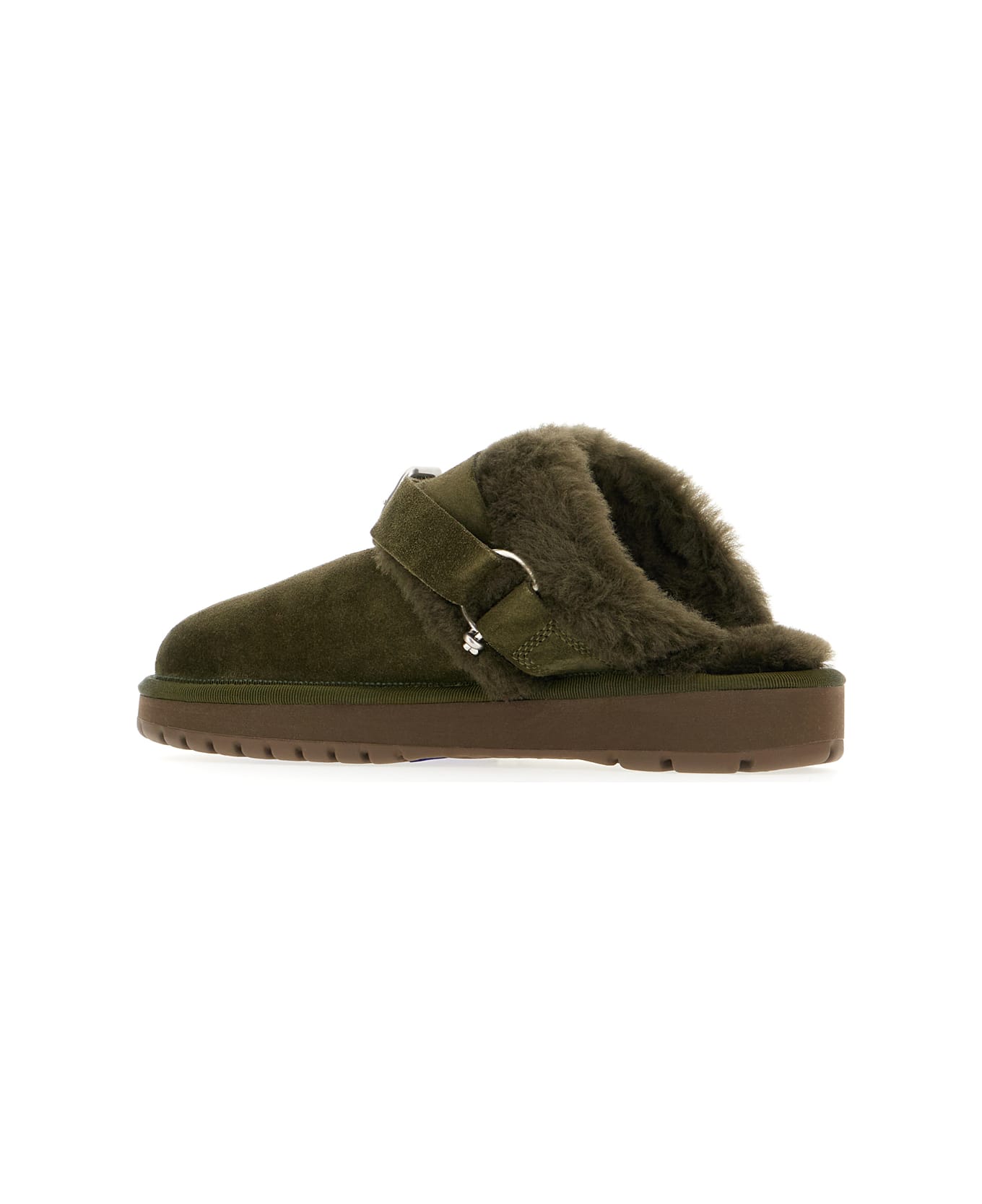 Burberry Military Green Suede Slippers - LOCH