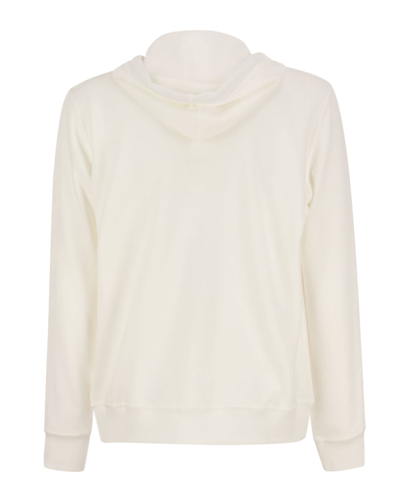 Brunello Cucinelli Techno Cotton Interlock Zip-front Hooded Sweatshirt - White