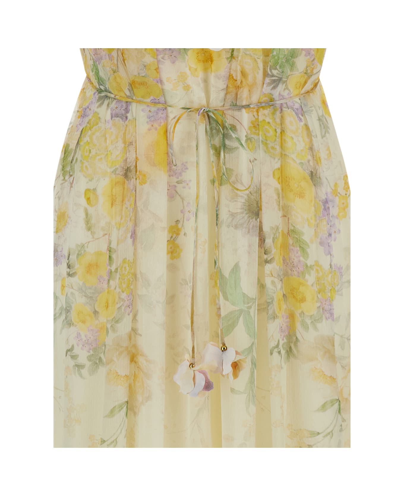 Zimmermann Yellow Long Dress With Floral Print In Viscose Woman - Yellow ワンピース＆ドレス