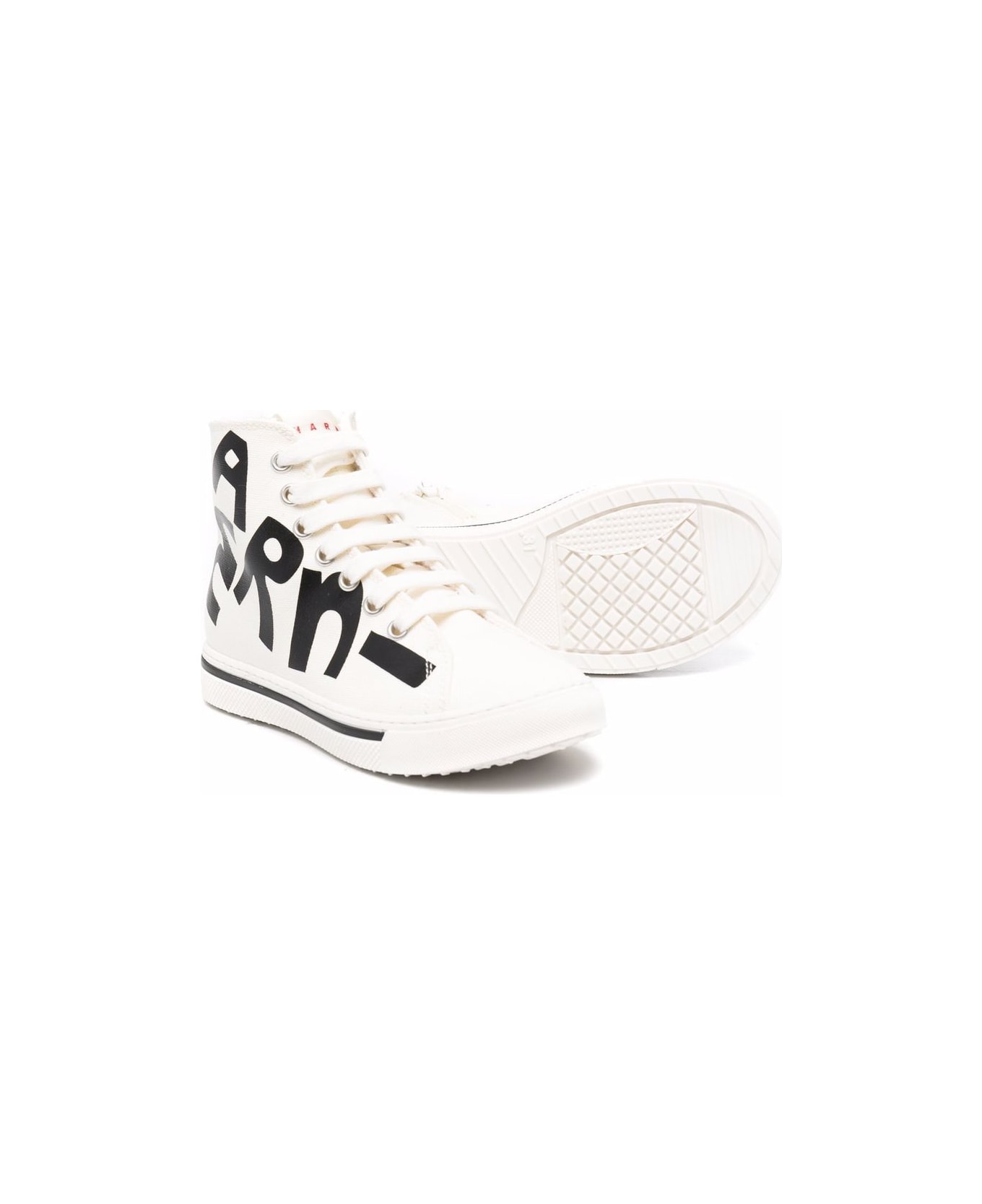 Marni High Sneakers With Print - White