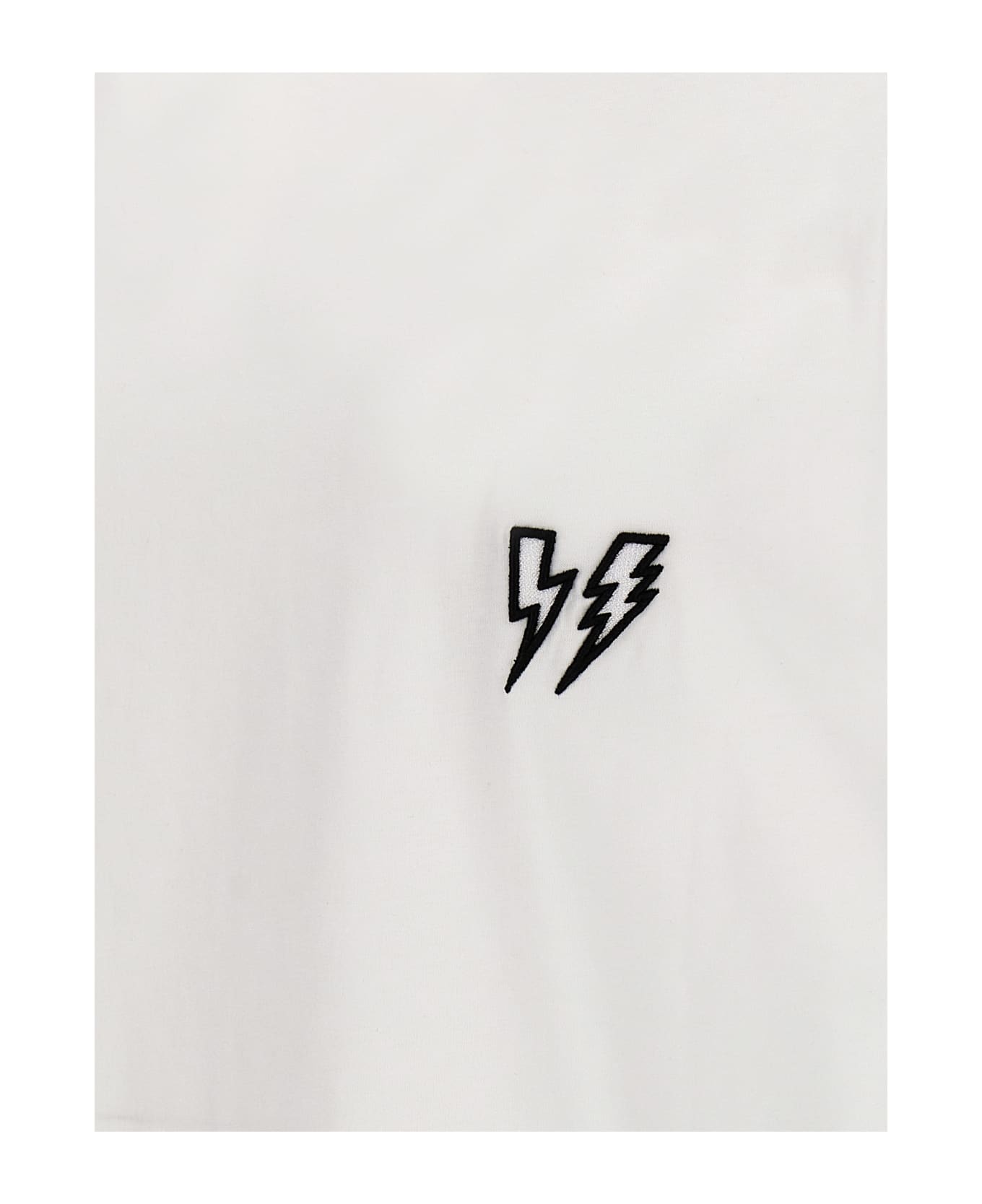 Neil Barrett Logo Embroidery T-shirt - White/Black シャツ