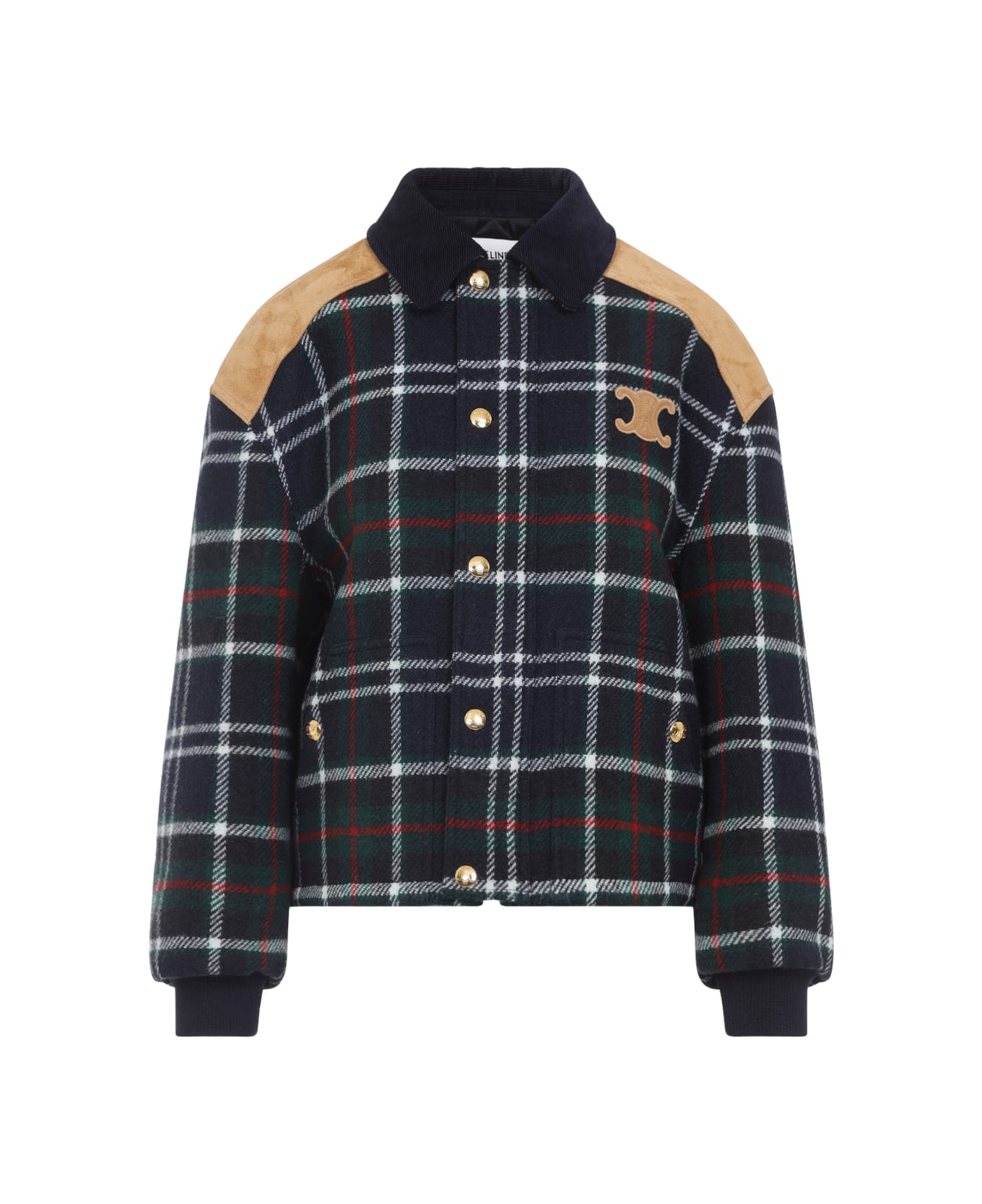 Celine Blouson Triomphe Bomber Jacket - Navy Green Red