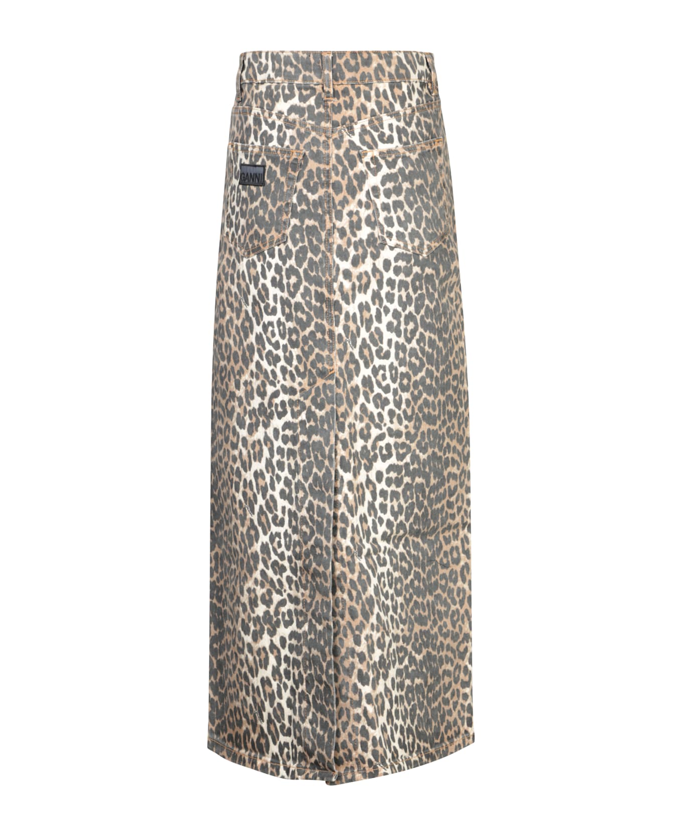 Ganni Skirt With Maxi Slit - Animalier