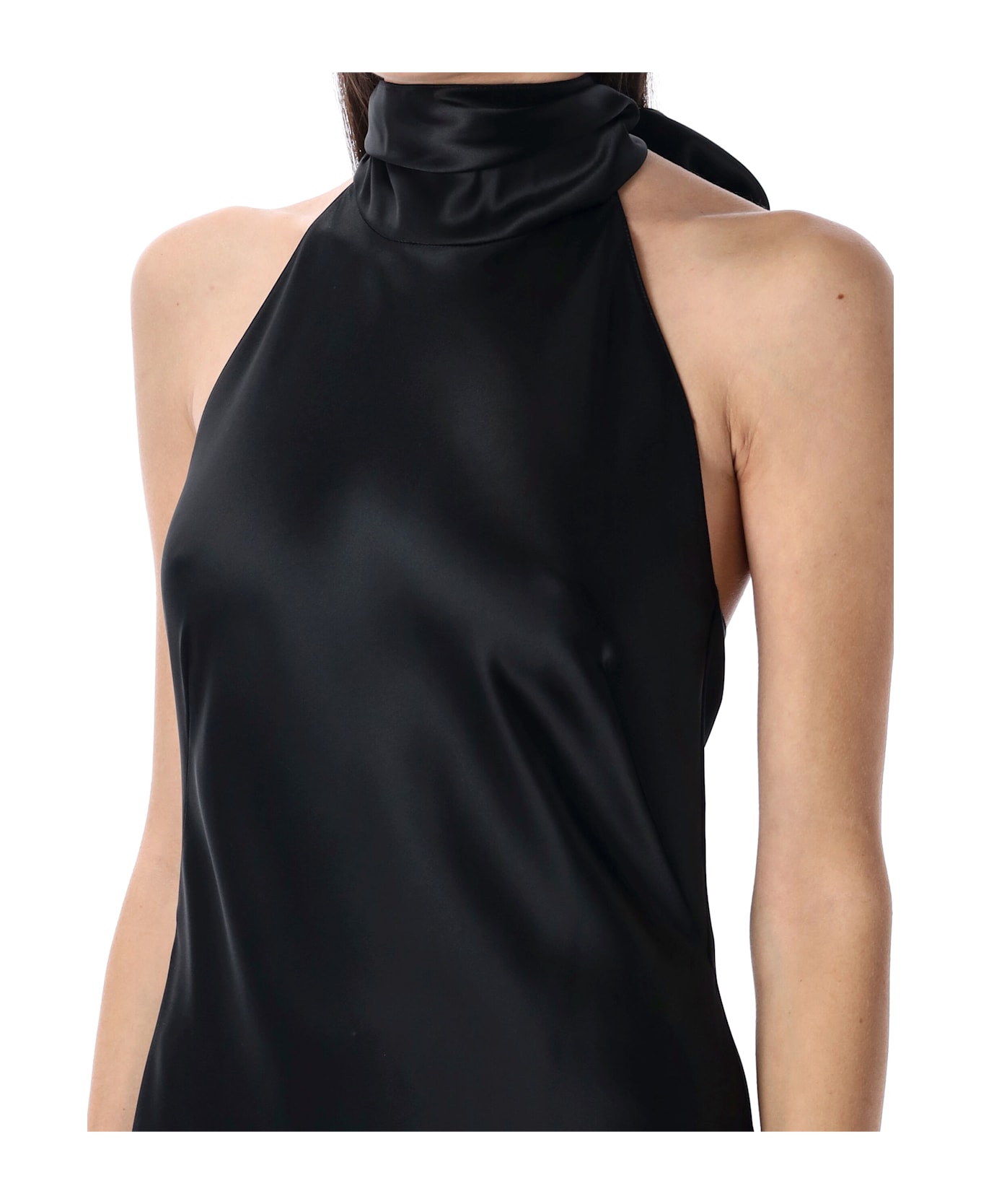 Ralph Lauren Chilton Stretch Satin Evening Dress - BLACK