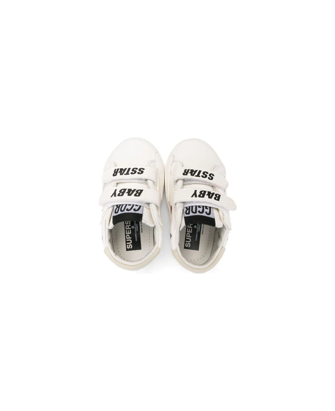 Golden Goose Baby School Nappa Upper With Prints Leather Star And Heel - White Ivory Red