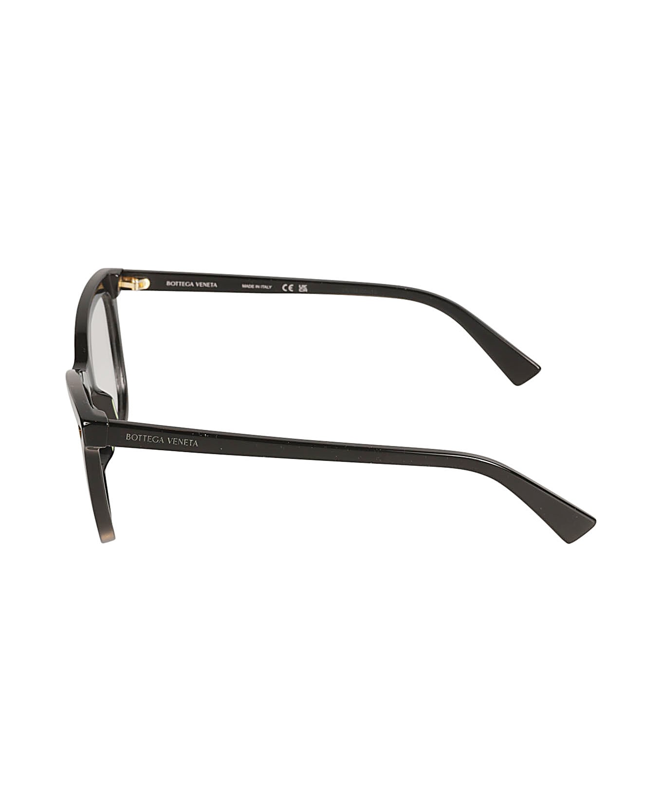 Bottega Veneta Eyewear Square Frame Glasses - Black/Transparent アイウェア