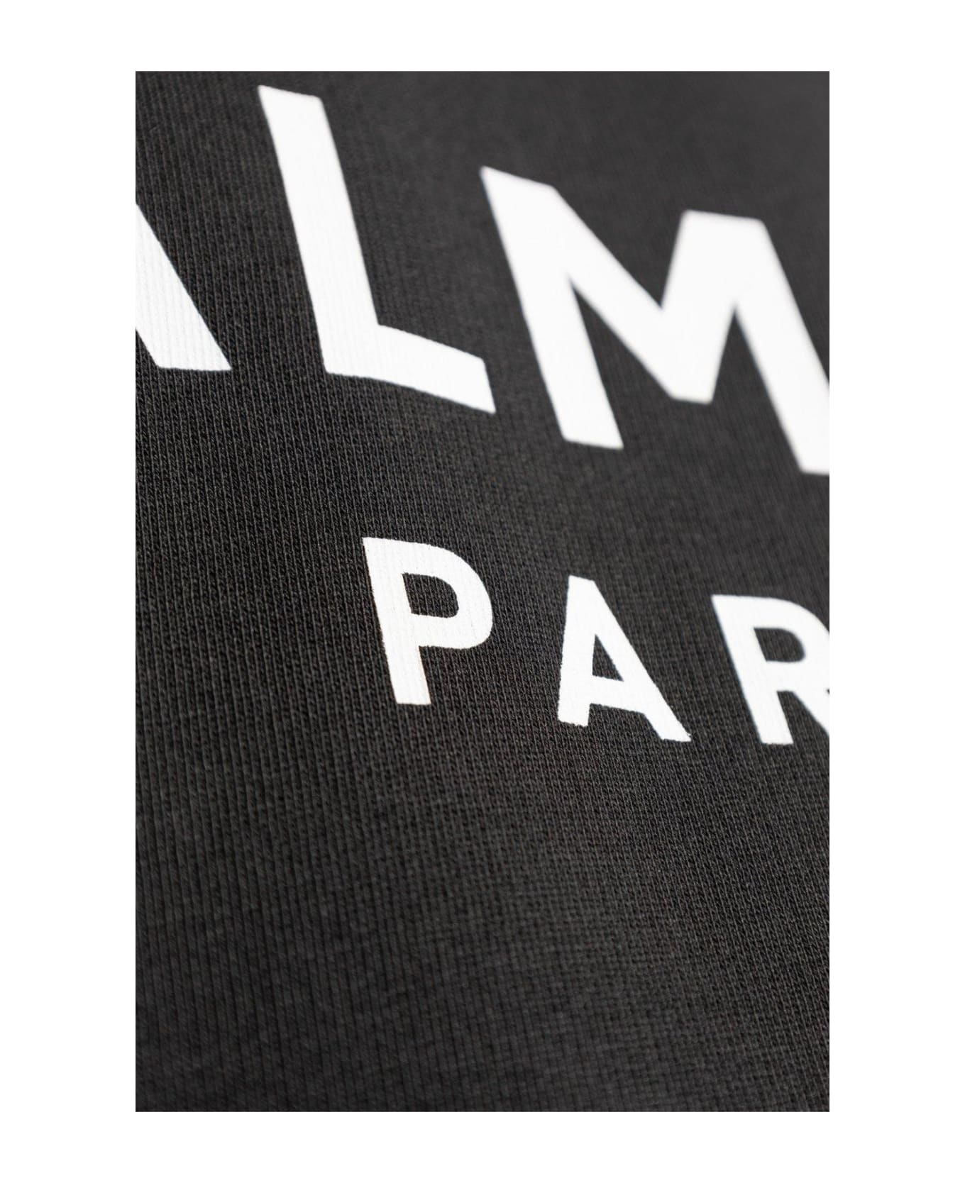 Balmain Logo Printed Crewneck Sweatshirt - NERO BIANCO