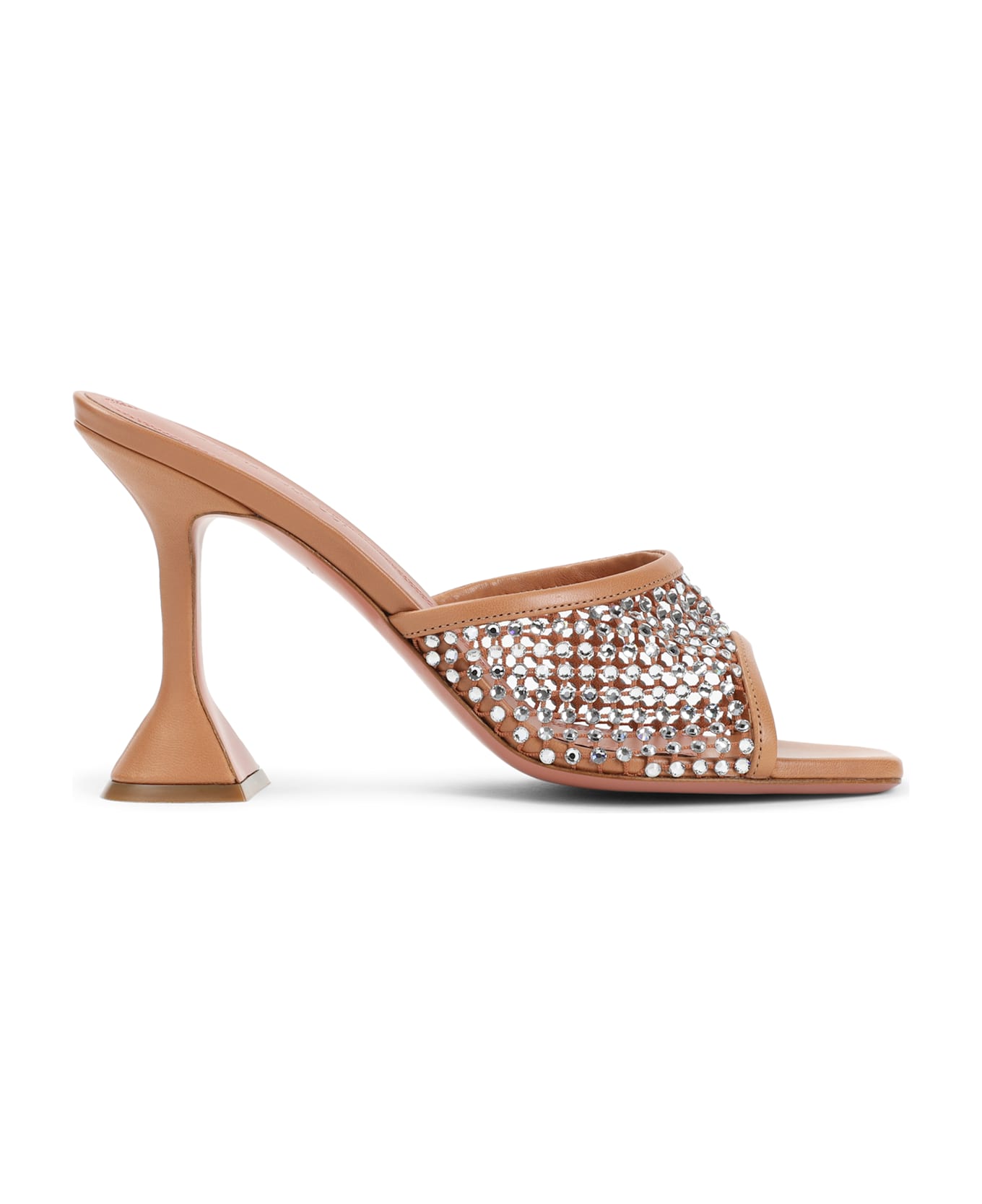 Amina Muaddi Lupita Crystal Net 95 Sandals - Latte White