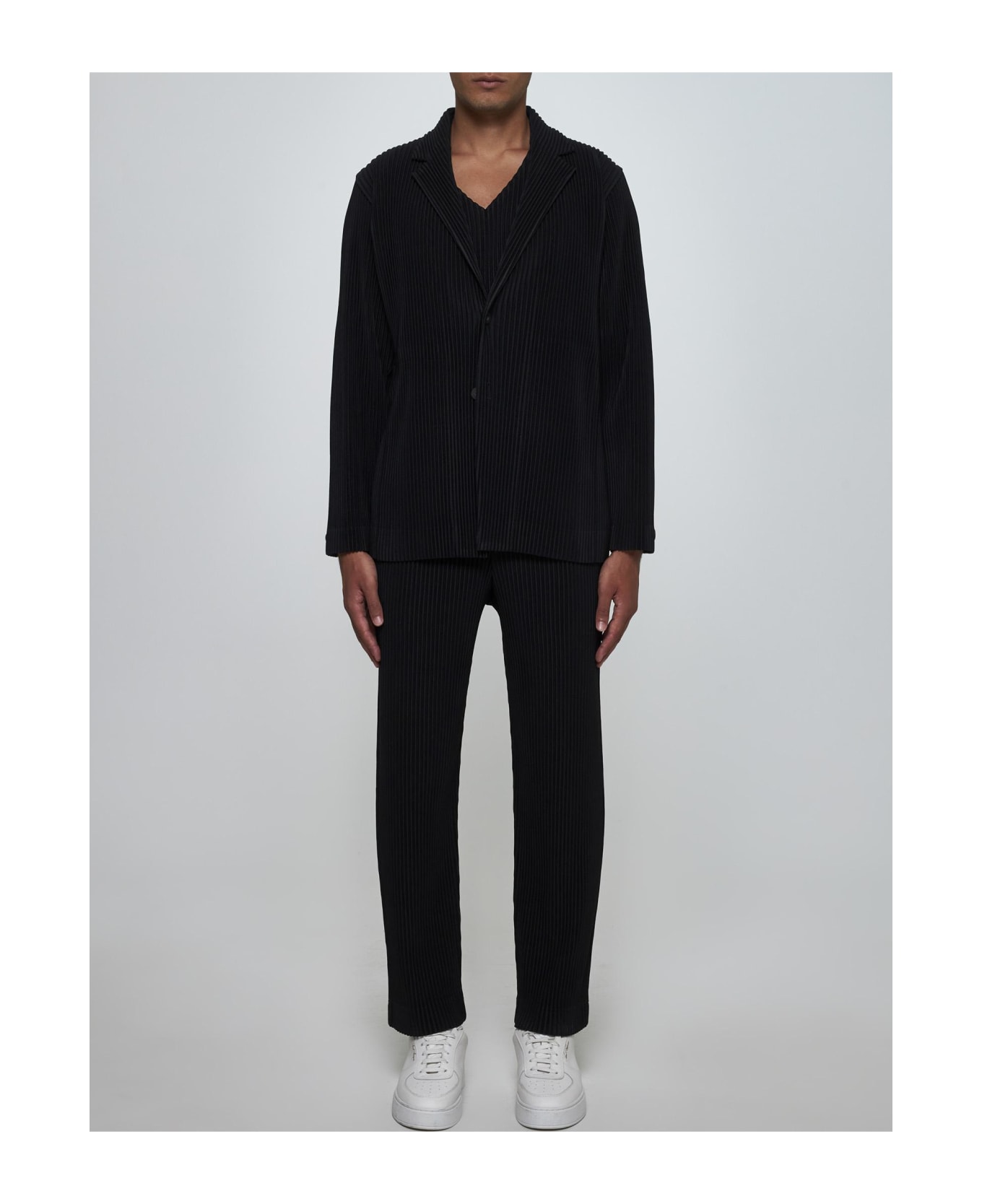 Homme Plissé Issey Miyake Pleated Fabric Single-breasted Blazer - Black