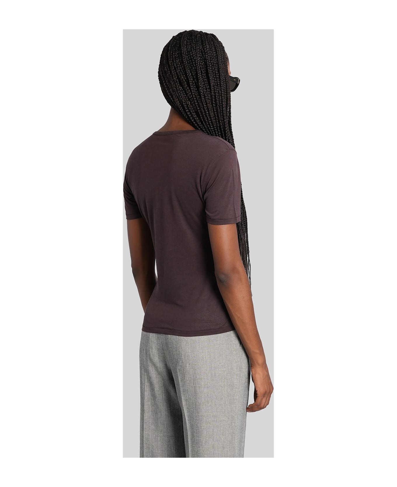 Anine Bing Sylvie T-shirt In Brown Wool And Polyester - brown