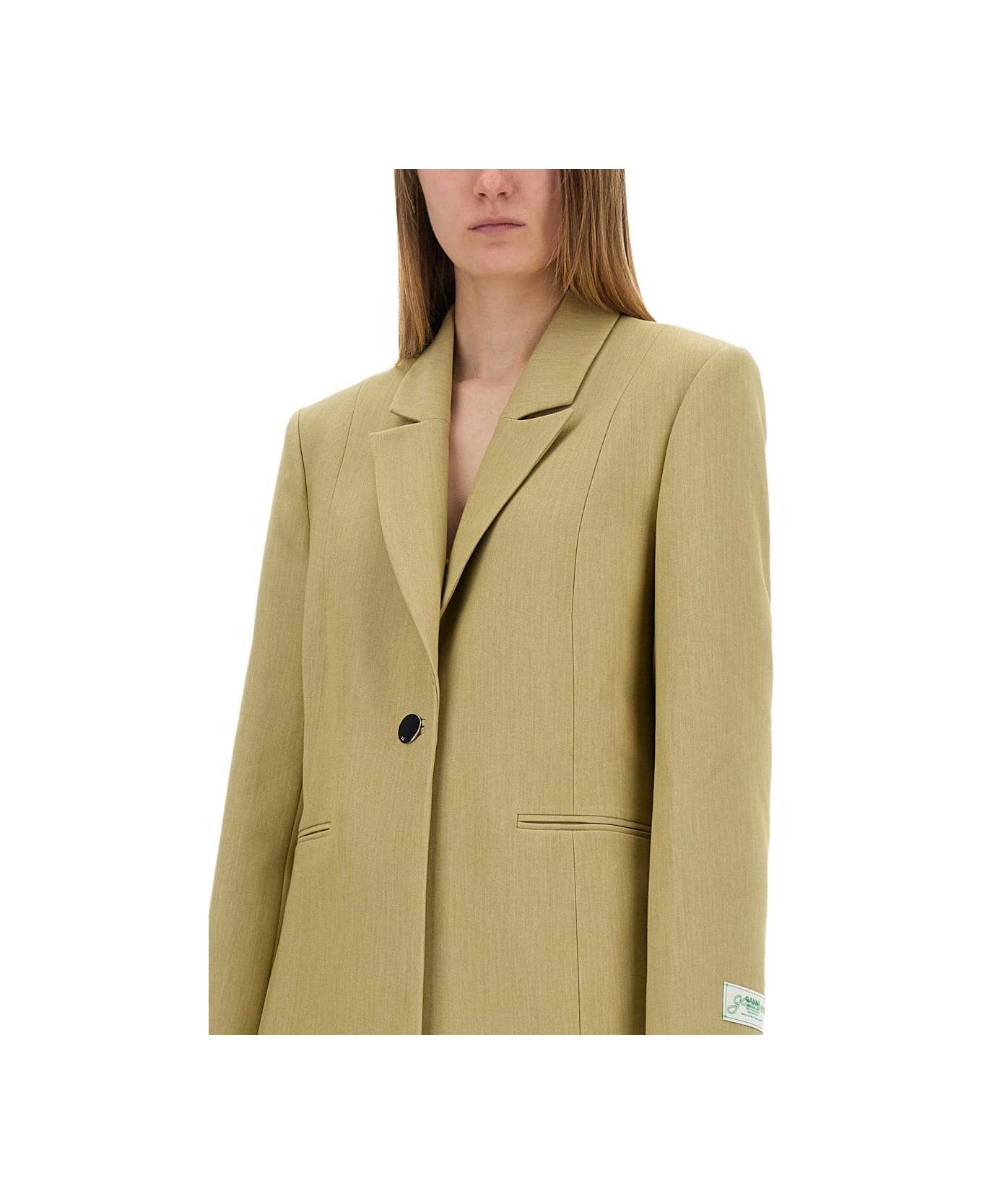 Ganni Twill Suit Blazer - BEIGE