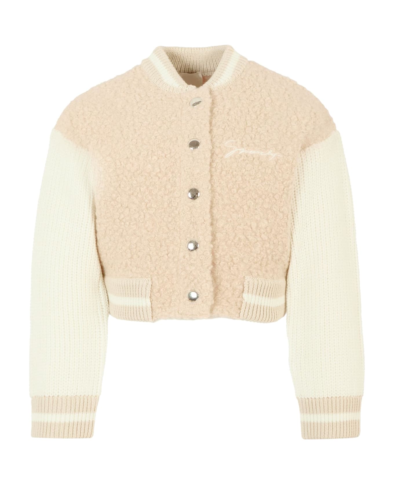 Givenchy Beige Bomber Jacket For Girl With Logo - Beige